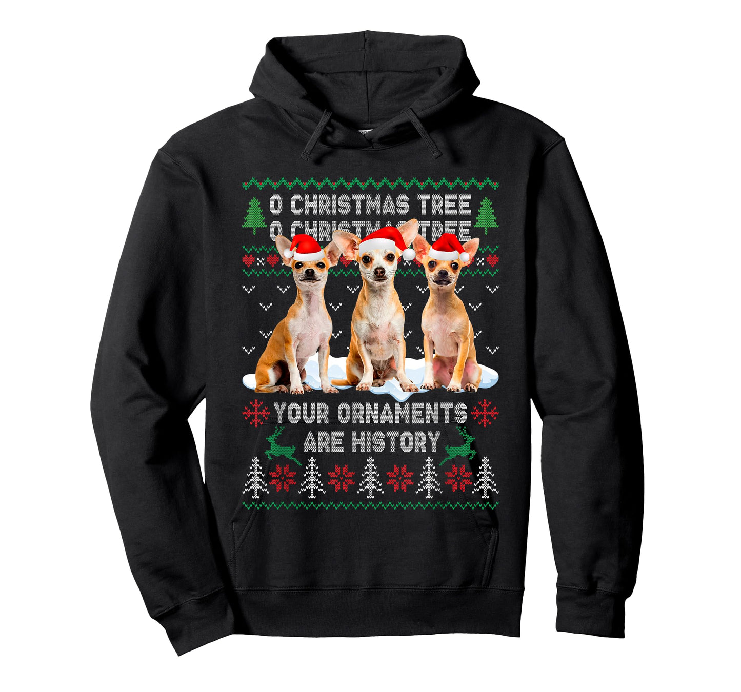 Cute Chihuahua Dog Oh Christmas Tree Ugly Xmas T-Shirt for Men Women Kids