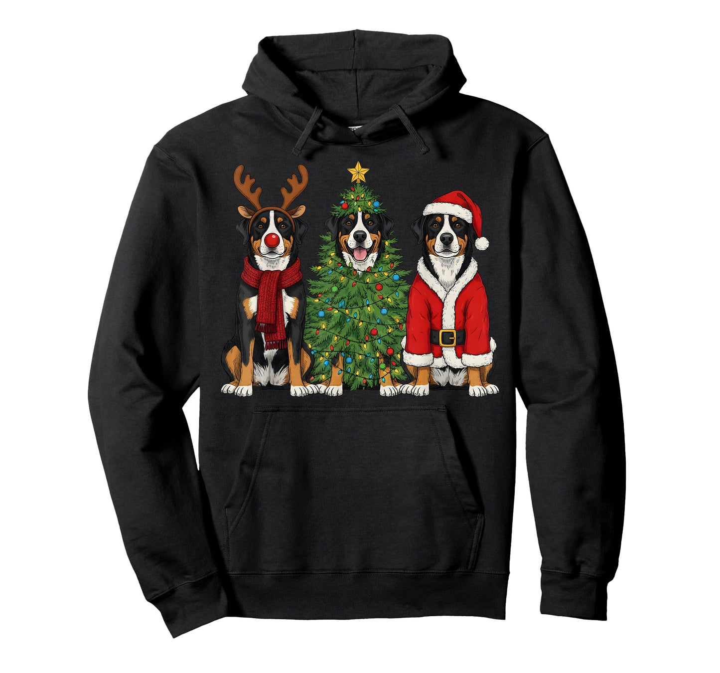 Retro Christmas Greater Swiss Mountain Dog Santa Reindeer T-Shirt