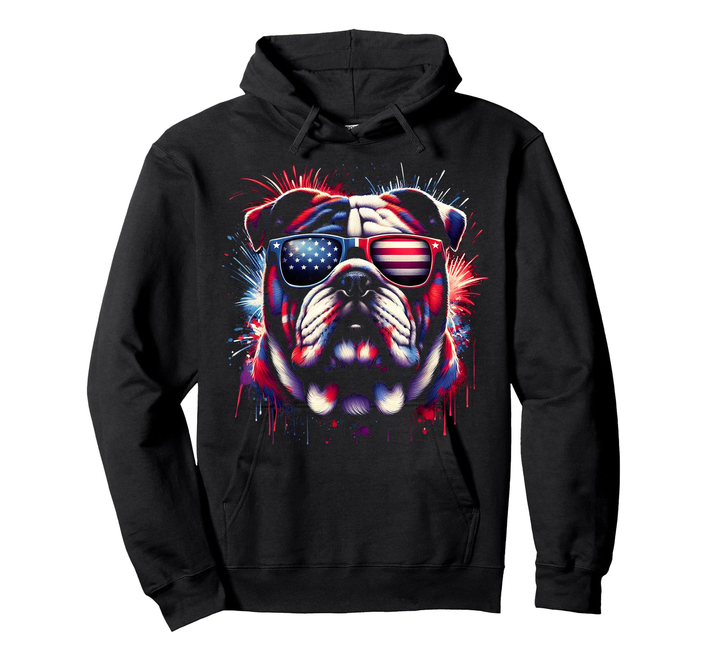 English Bulldog 4th of July Merica Men Women USA Flag T-Shirt