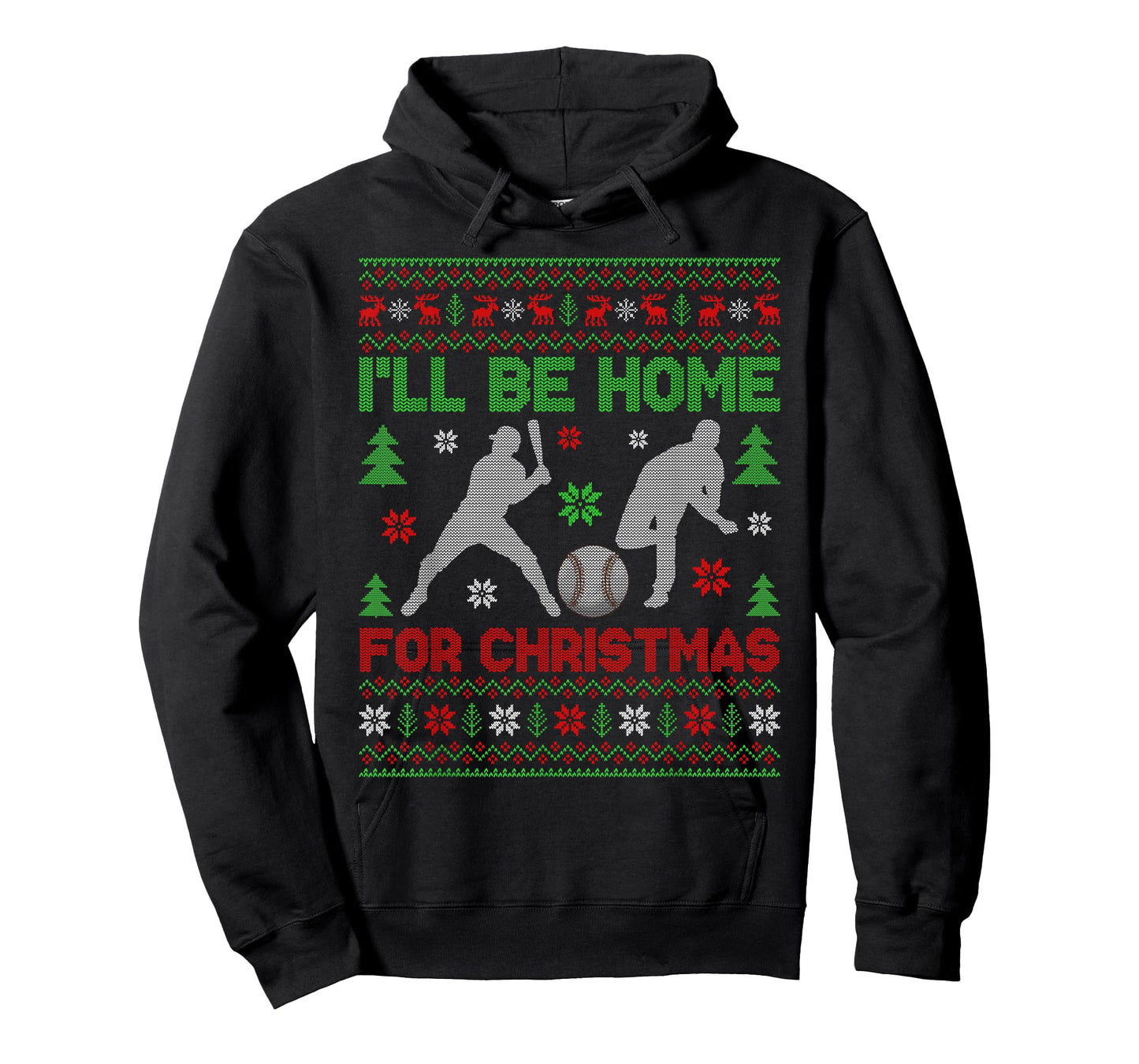 I'll Be Home for Christmas Baseball Funny Ugly Xmas PJs Men T-Shirt