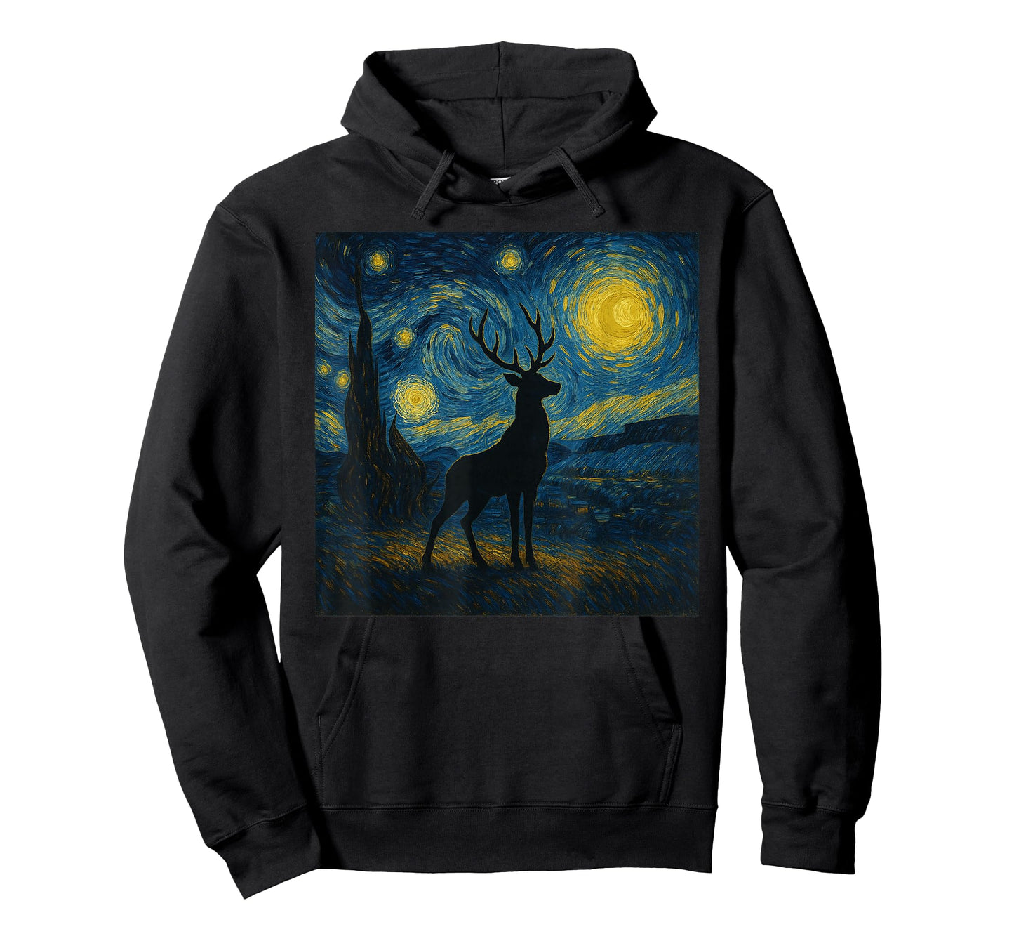 Starry Night Van Gogh Deer Funny Graphic T-Shirt