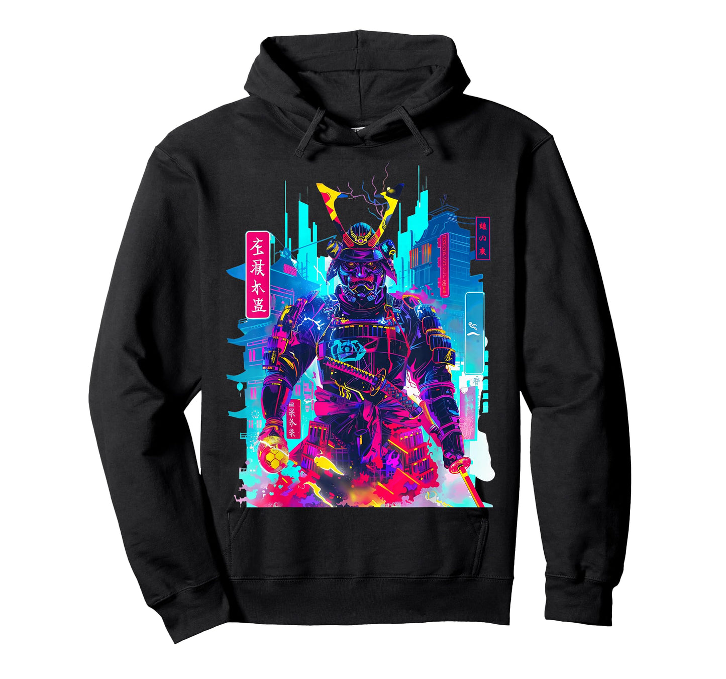 Cyberpunk Neon Samurai Japanese Art T-Shirt