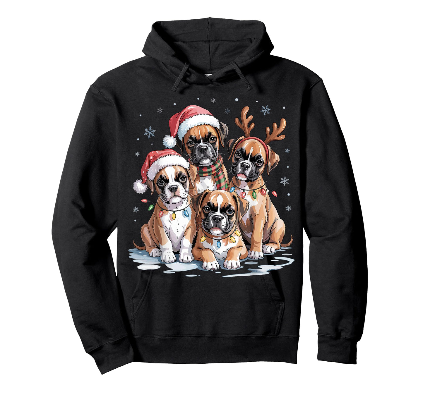 Cute Boxer Christmas Puppies Dog Lovers Funny Holiday T-Shirt