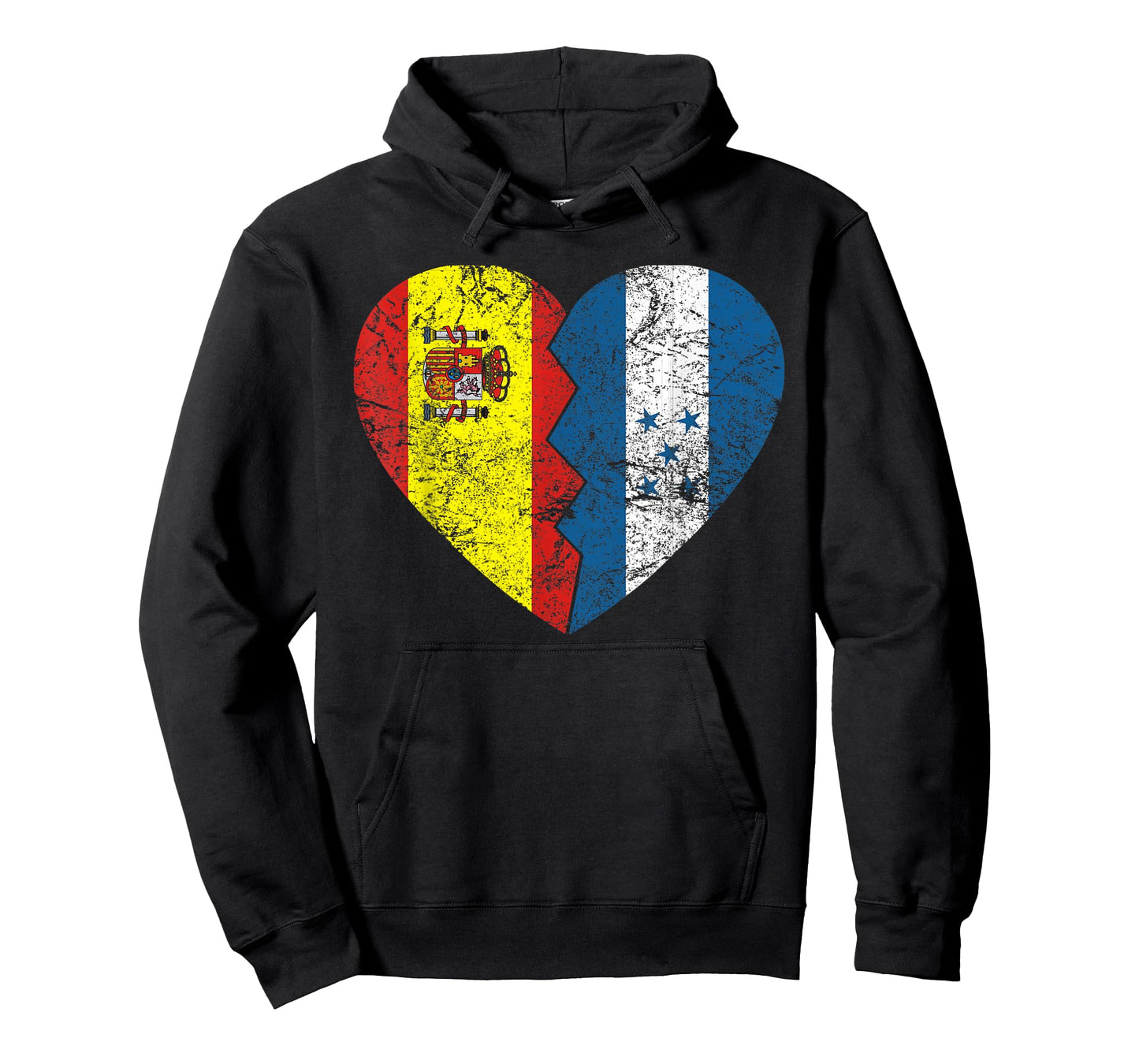 Spanish Honduran Flags Heart | Honduras Spain Roots Vintage T-Shirt