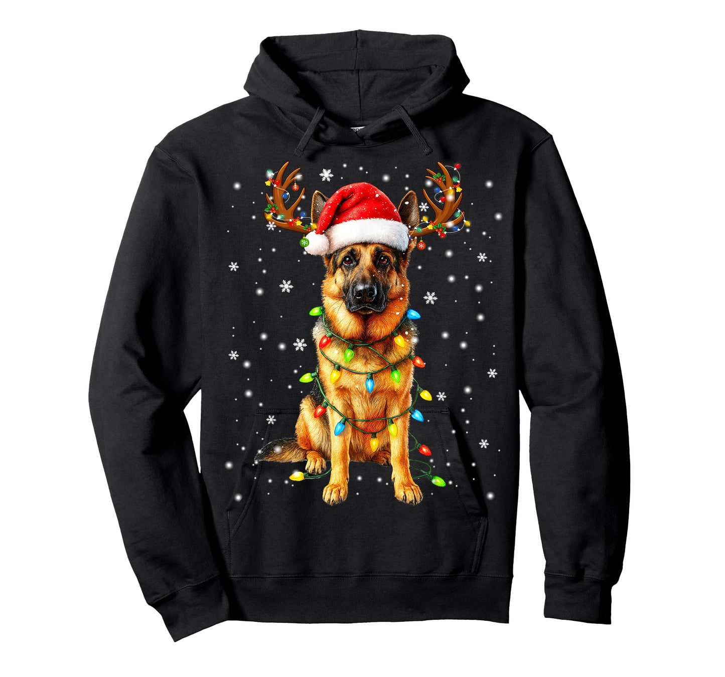 German Shepherd Christmas Tree Lights Pajama Dog Lover Xmas T-Shirt