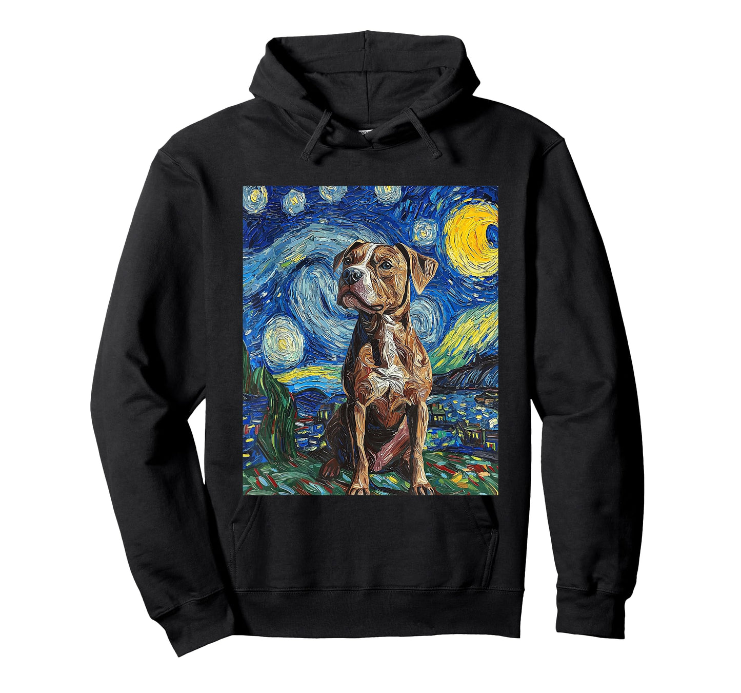 Pitbull Dog Pit Bull Pittie - Van Gogh Style - Starry Night T-Shirt