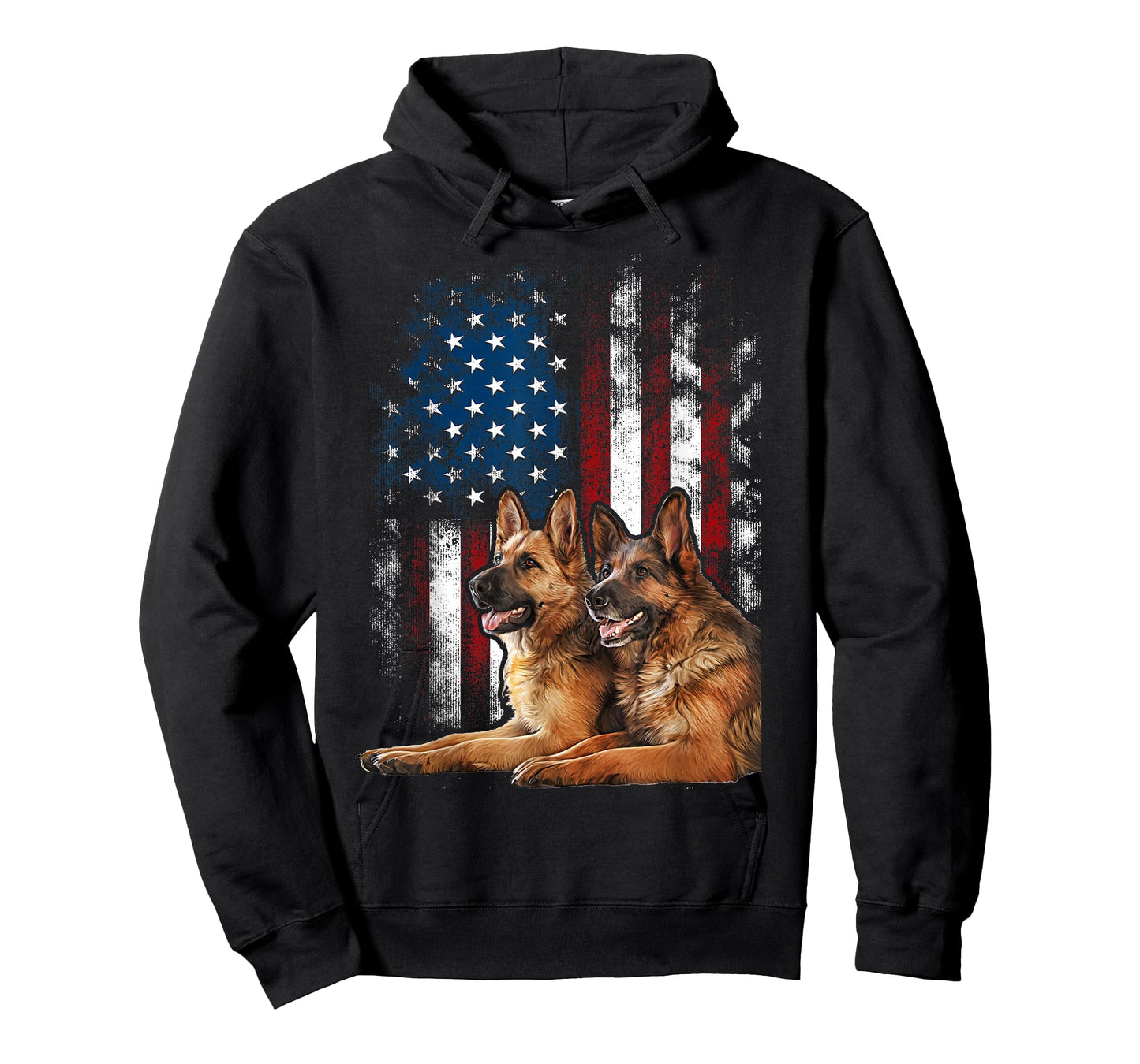Vintage Patriotic German Shepherd American Flag 4th of July T-Shirt