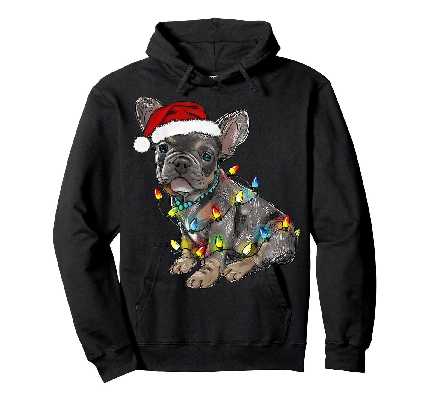 French Bulldog Dog Christmas Lights Santa Xmas Pet Dog Lover T-Shirt