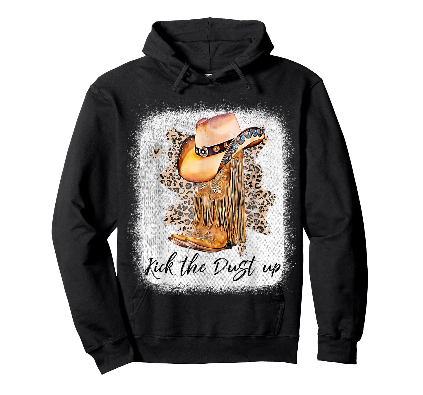 Cowgirl Boots Hats Leopard Bleached Kick the Dust Up Rodeo T-Shirt
