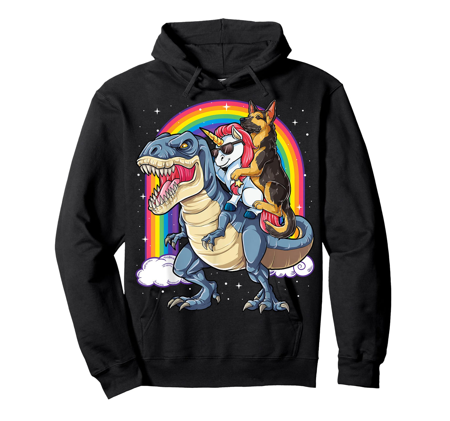 German Shepherd Unicorn Dinosaur T rex T shirt Girls Rainbow T-Shirt
