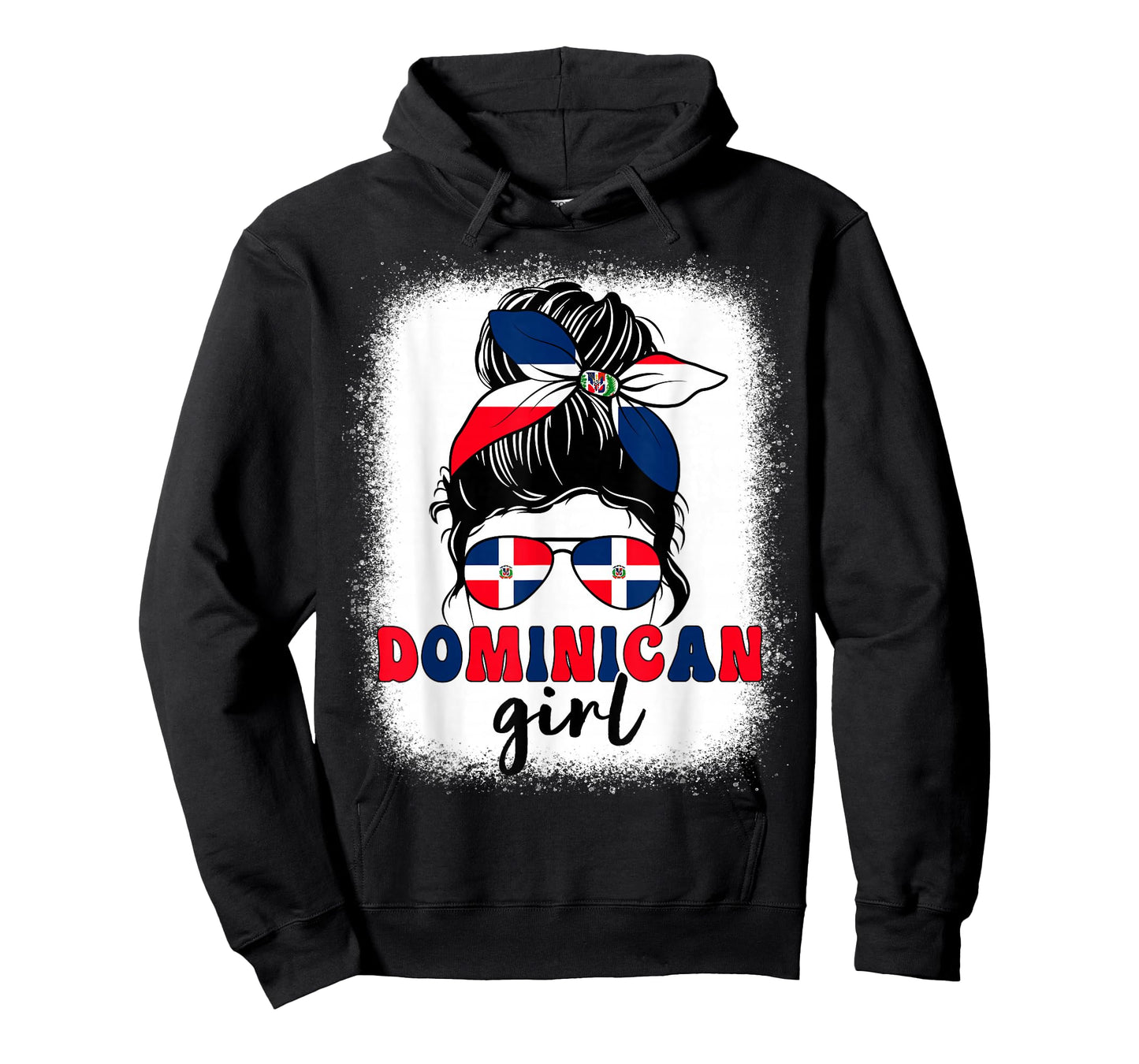 Dominican Girl Messy Bun Dominican Flag Patriotic Women Kids T-Shirt