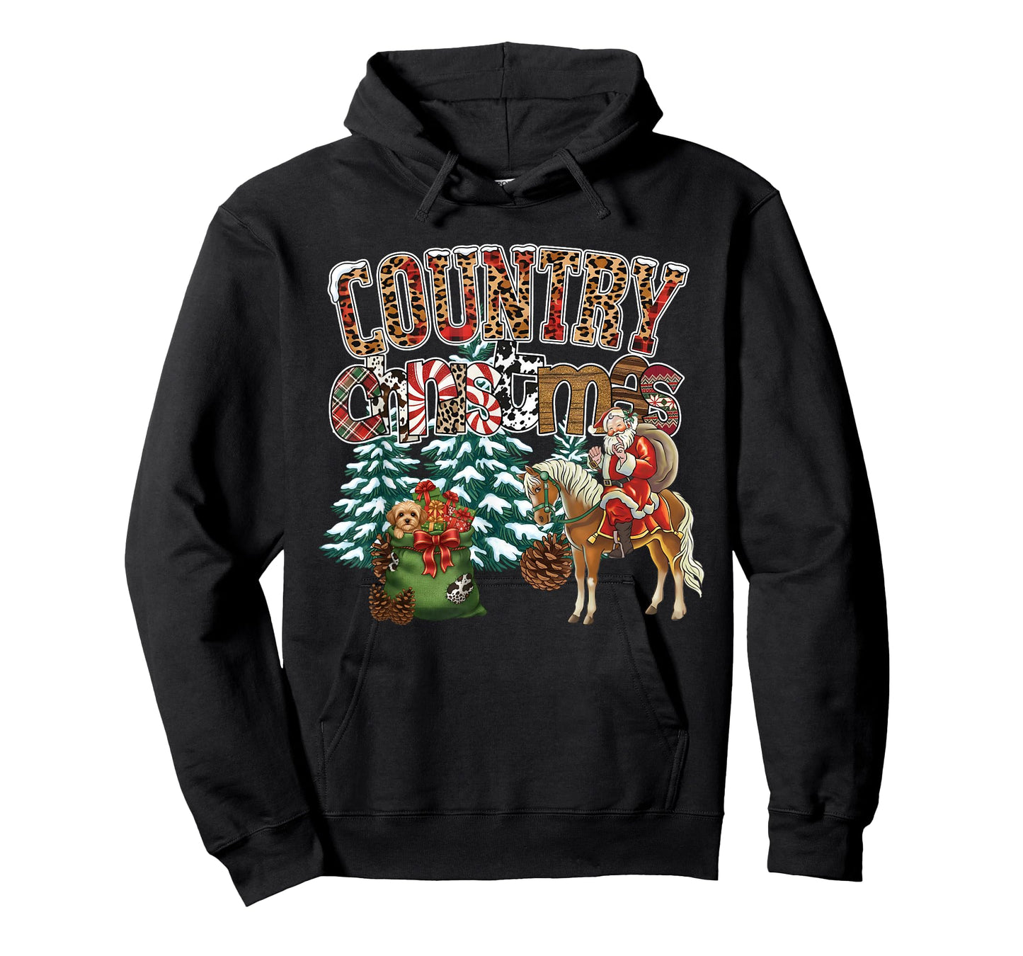 Country Christmas Santa Horse Western Holiday Men Women T-Shirt