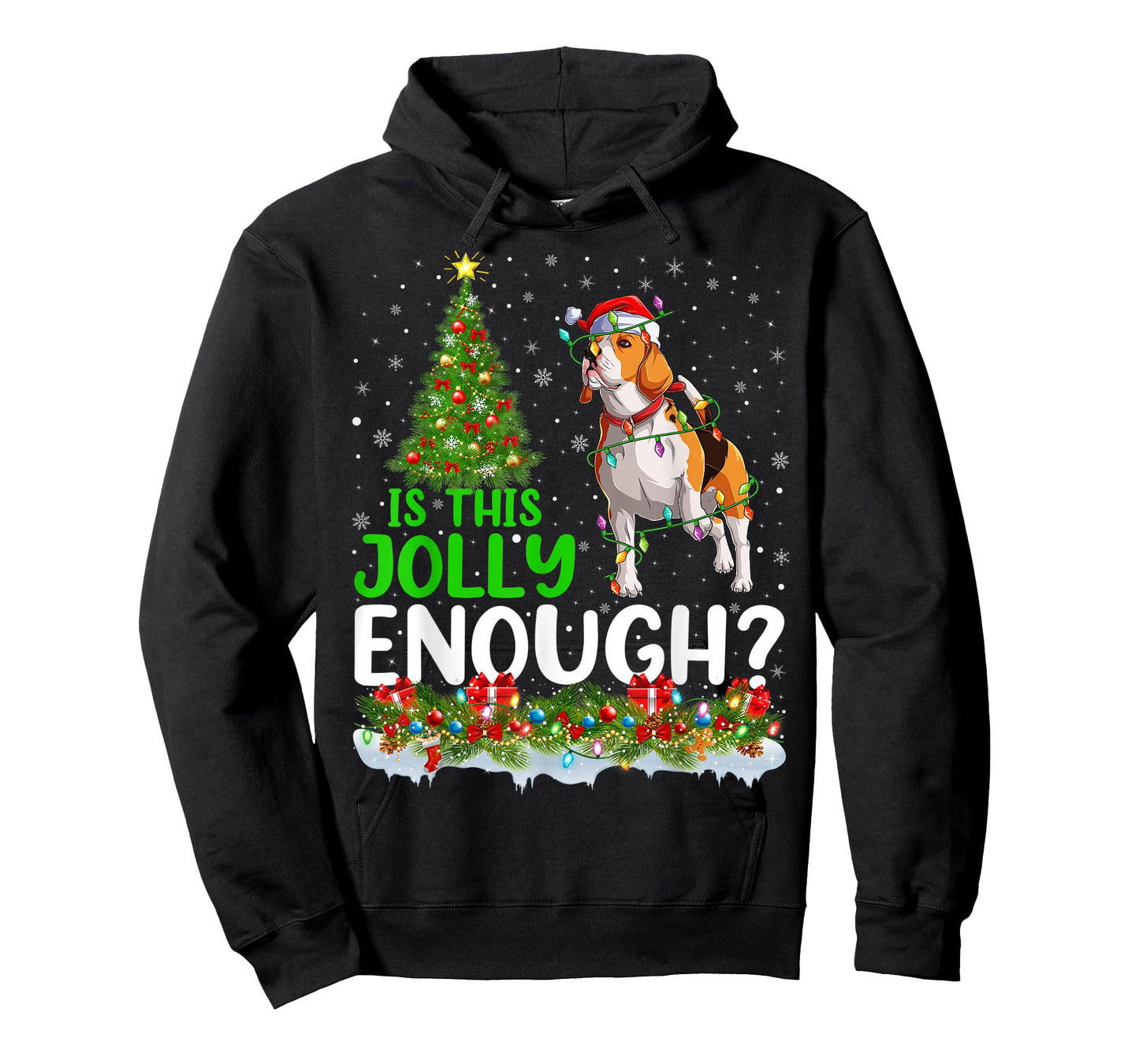 Is This Jolly Enough Santa Beagle Dog Christmas Tree T-Shirt