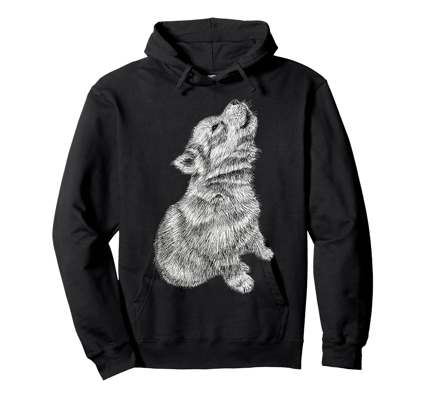 Cute Baby Howling Wolf Cub Sketch T-Shirt