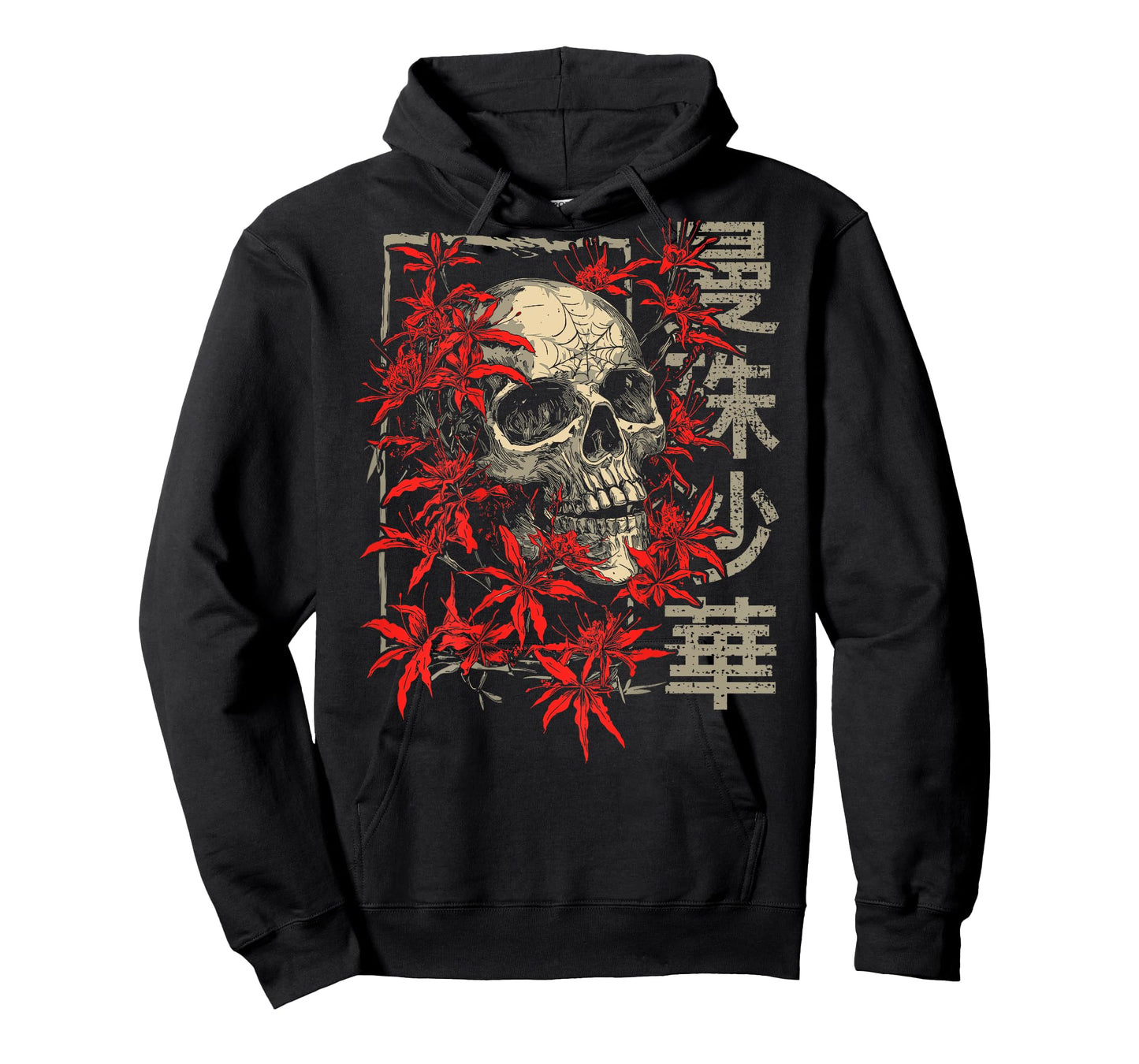 Red Spider Lily Flower Japanese Skull Otaku Backprinted T-Shirt