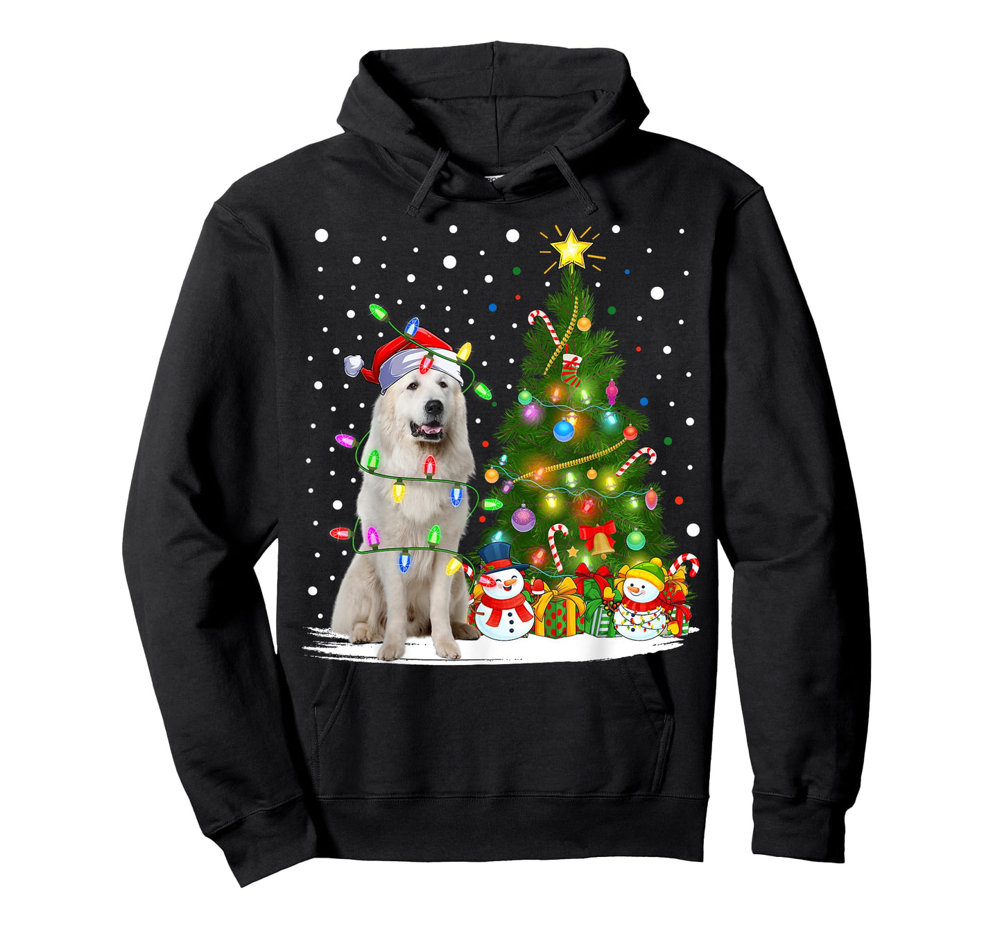 Lighting Xmas Tree Santa Great Pyrenees Dog Christmas T-Shirt
