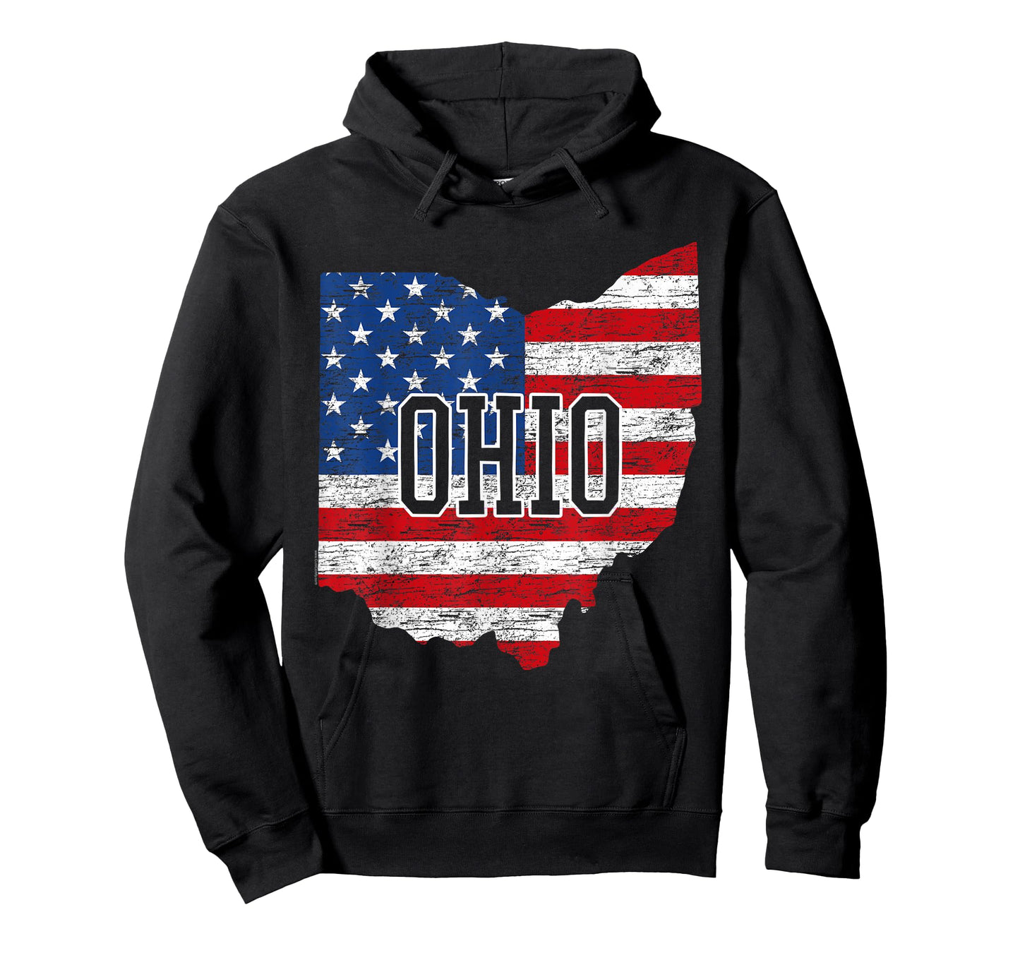 Buckeye American Flag Ohio Home State Vintage Map Patriotic T-Shirt