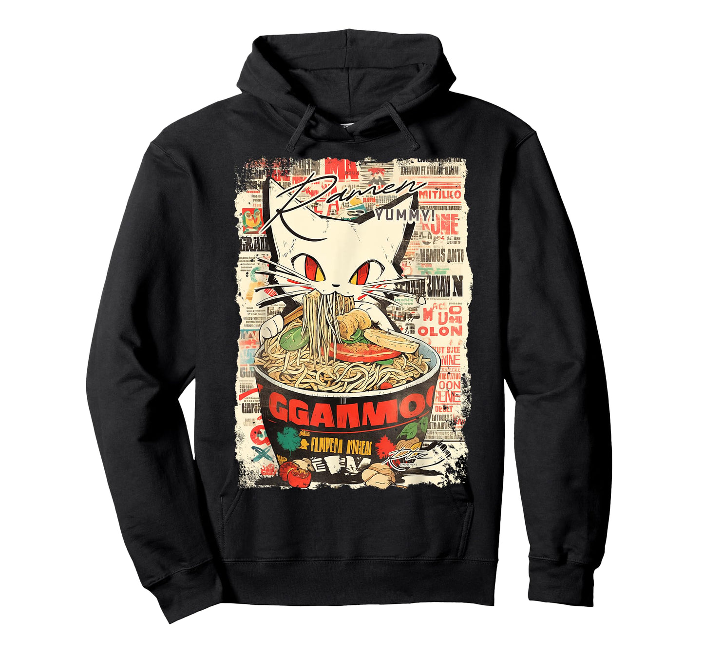 Ramen Noodles Cat Japan Y2K Kawaii Retro Cats Manga Anime T-Shirt