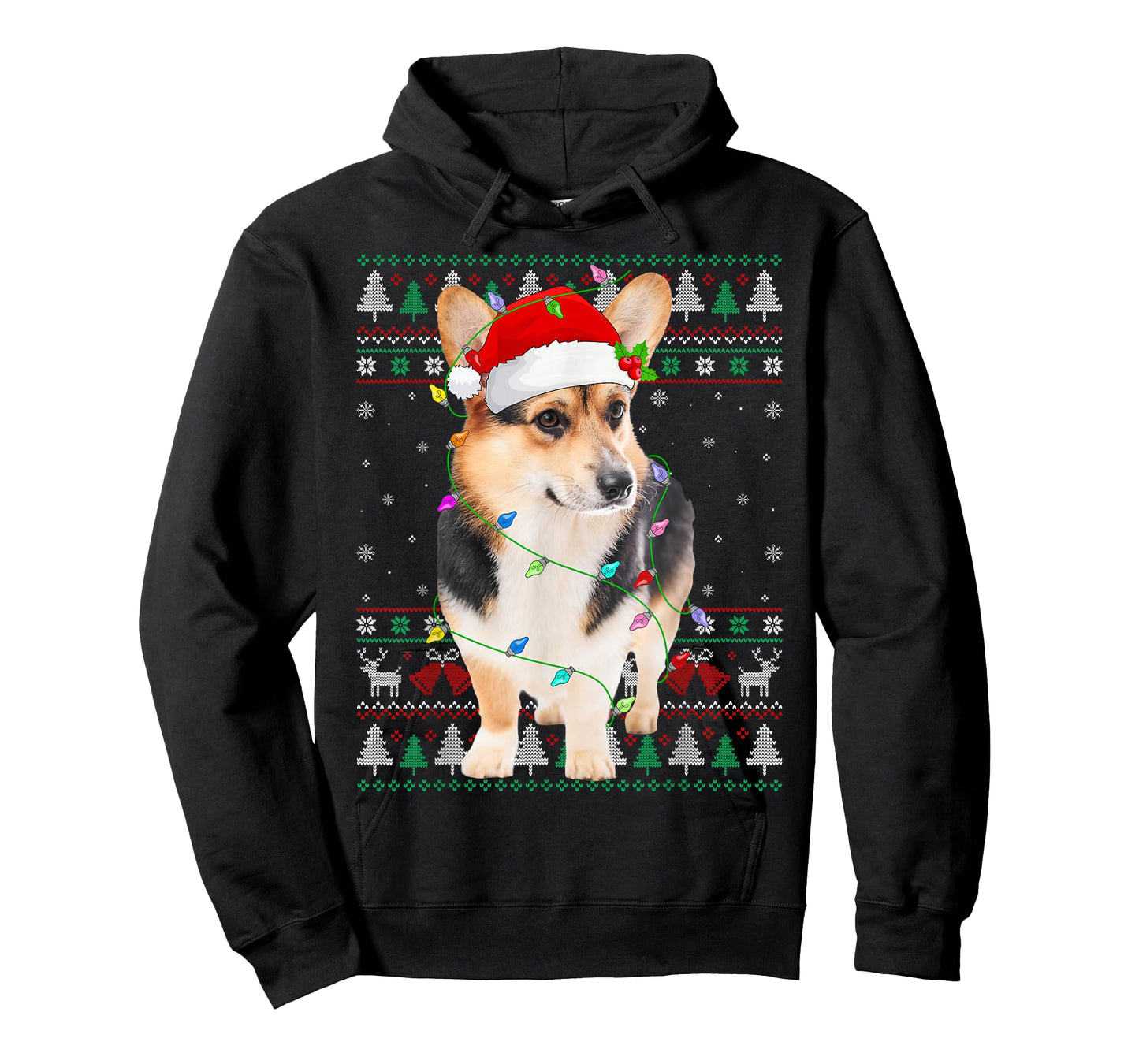 Cardigan Welsh Corgi Dog Christmas Ugly Sweater Lights Xmas T-Shirt