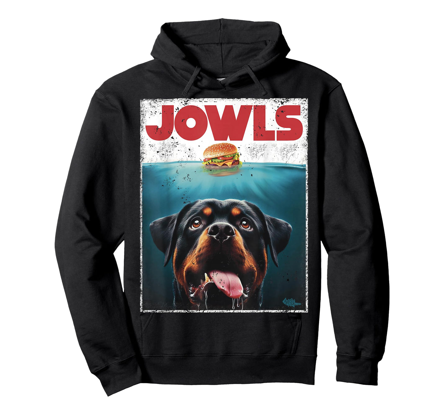 Funny Rottie Rottweiler Jowls Burger, Giant Tank Dog Mom Dad T-Shirt