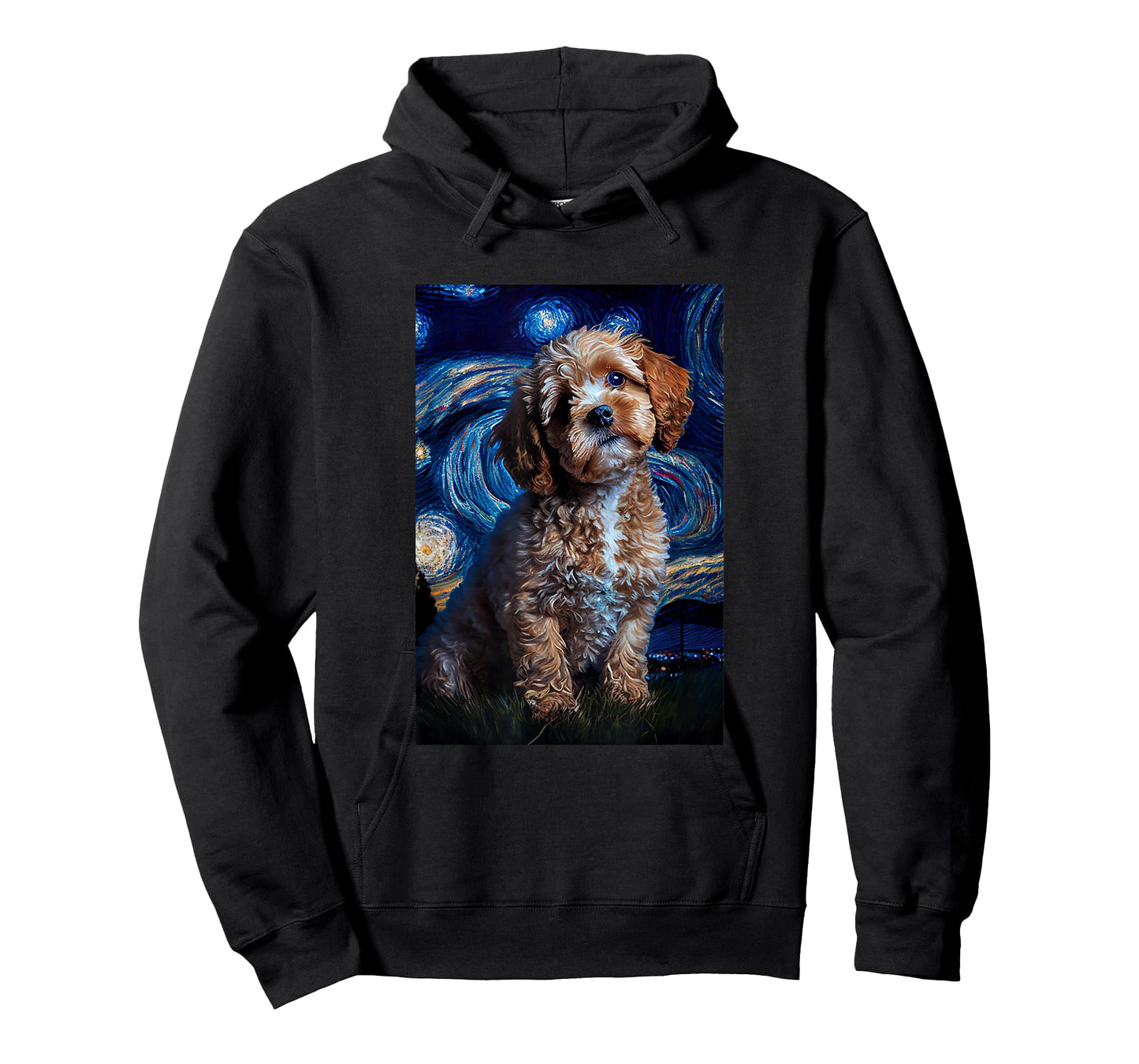 Cavapoo in Starry Night Painting Dog Mom Dad T-Shirt