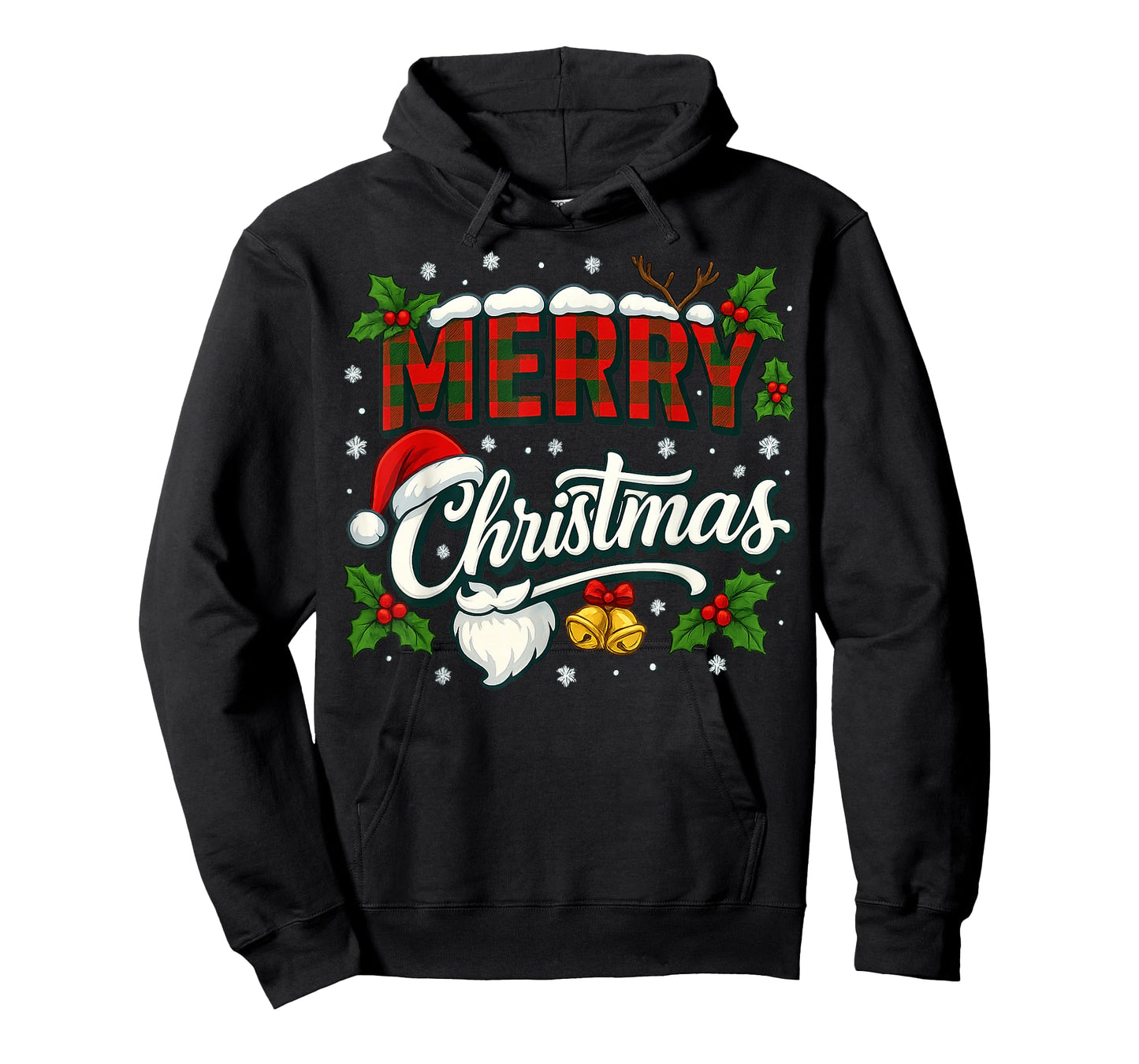Merry Christmas Buffalo Plaid Red Santa Hat Xmas Pajamas T-Shirt