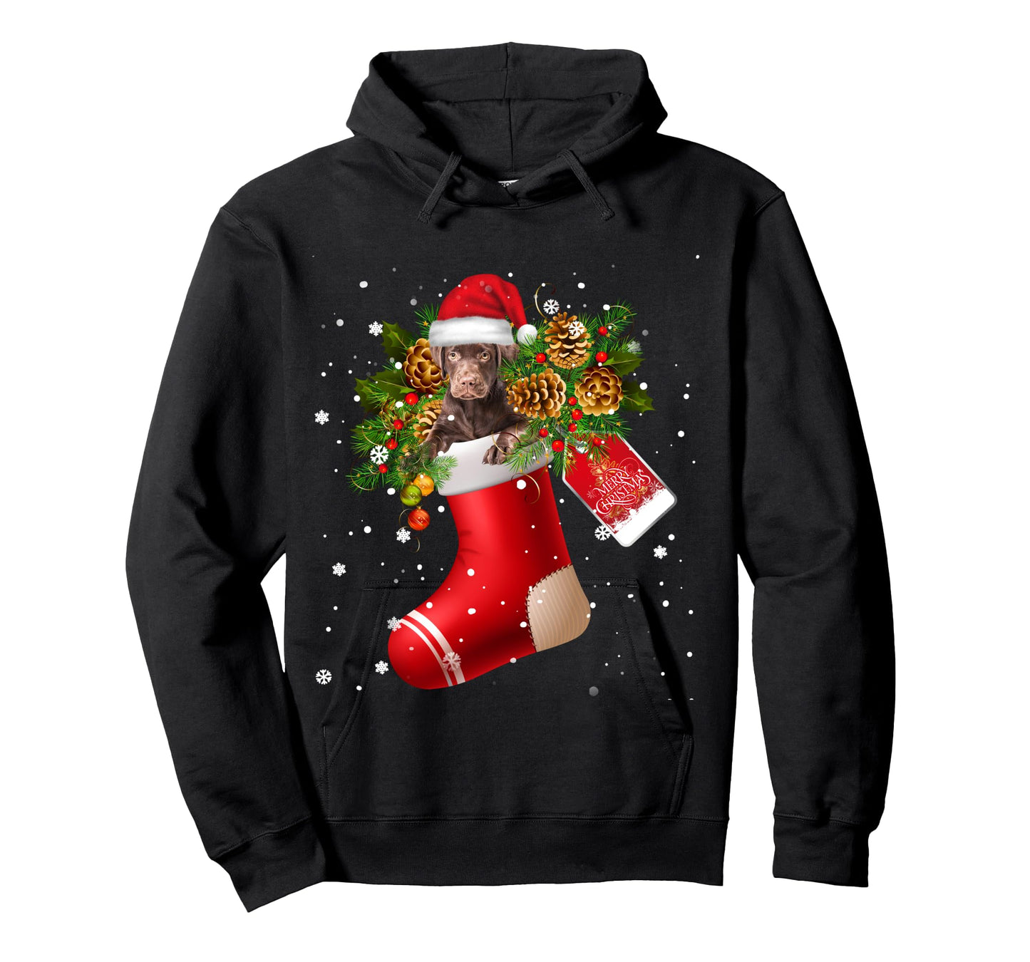 Santa Chocolate Labrador In Christmas Sock Pajama Long Sleeve T-Shirt