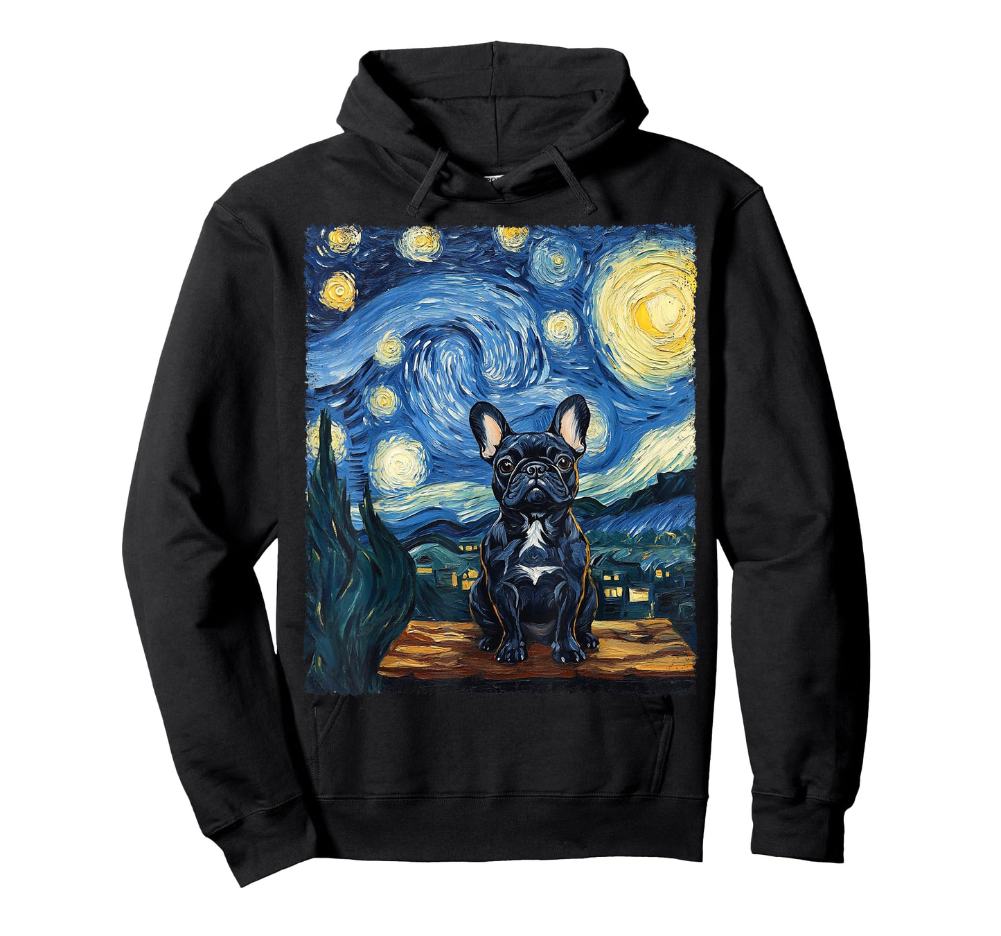 Modern Art Painting Van Gogh Starry Night French Bulldog T-Shirt
