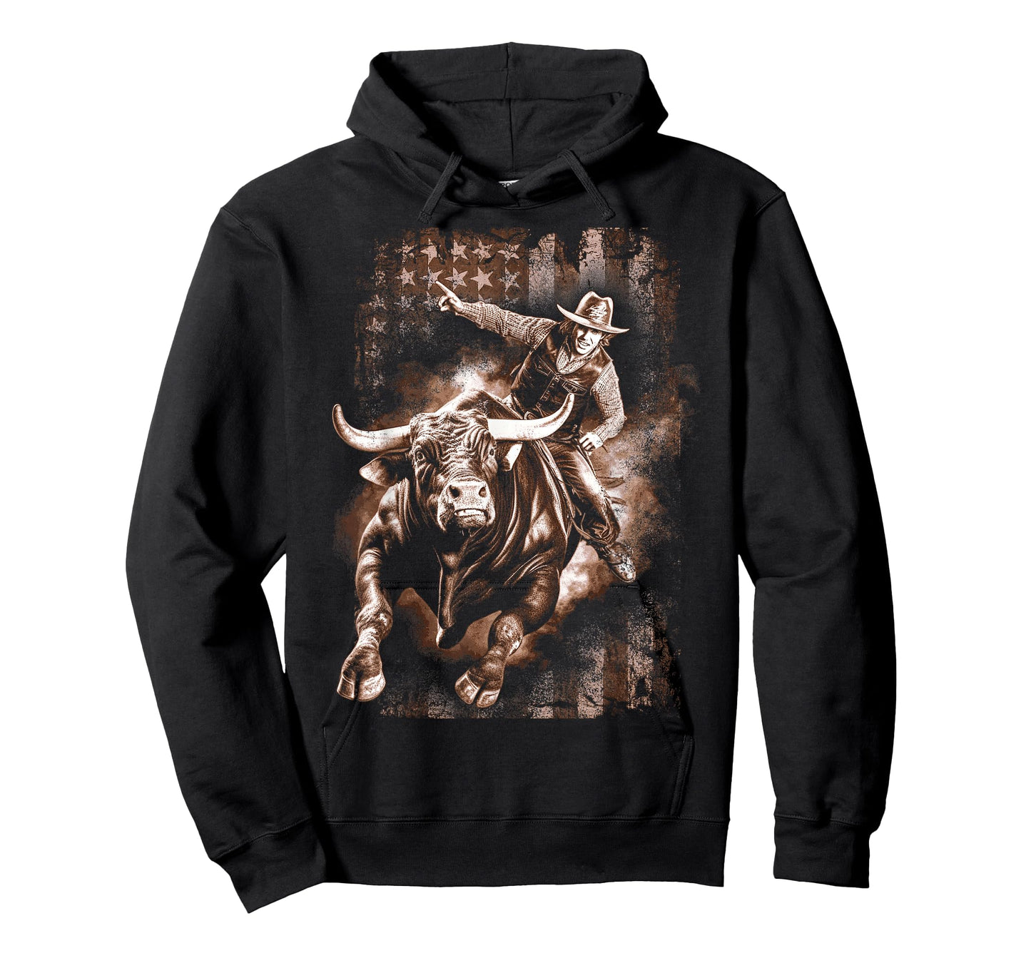 Vintage American Flag Bucking Bull Riding Patriotism Rodeo T-Shirt