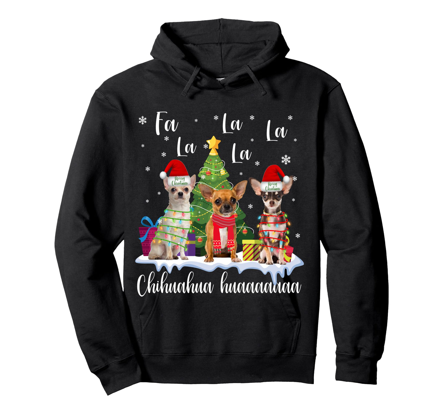 chihuahua dog xmas fa la la la funny ugly christmas sweater Long Sleeve T-Shirt