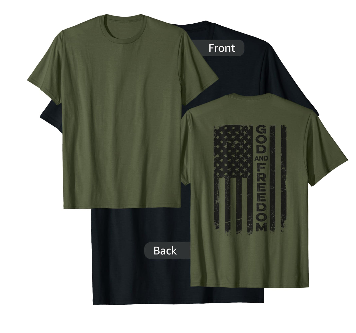 God And Country - USA Patriotic Christian Camo Flag -ON BACK T-Shirt