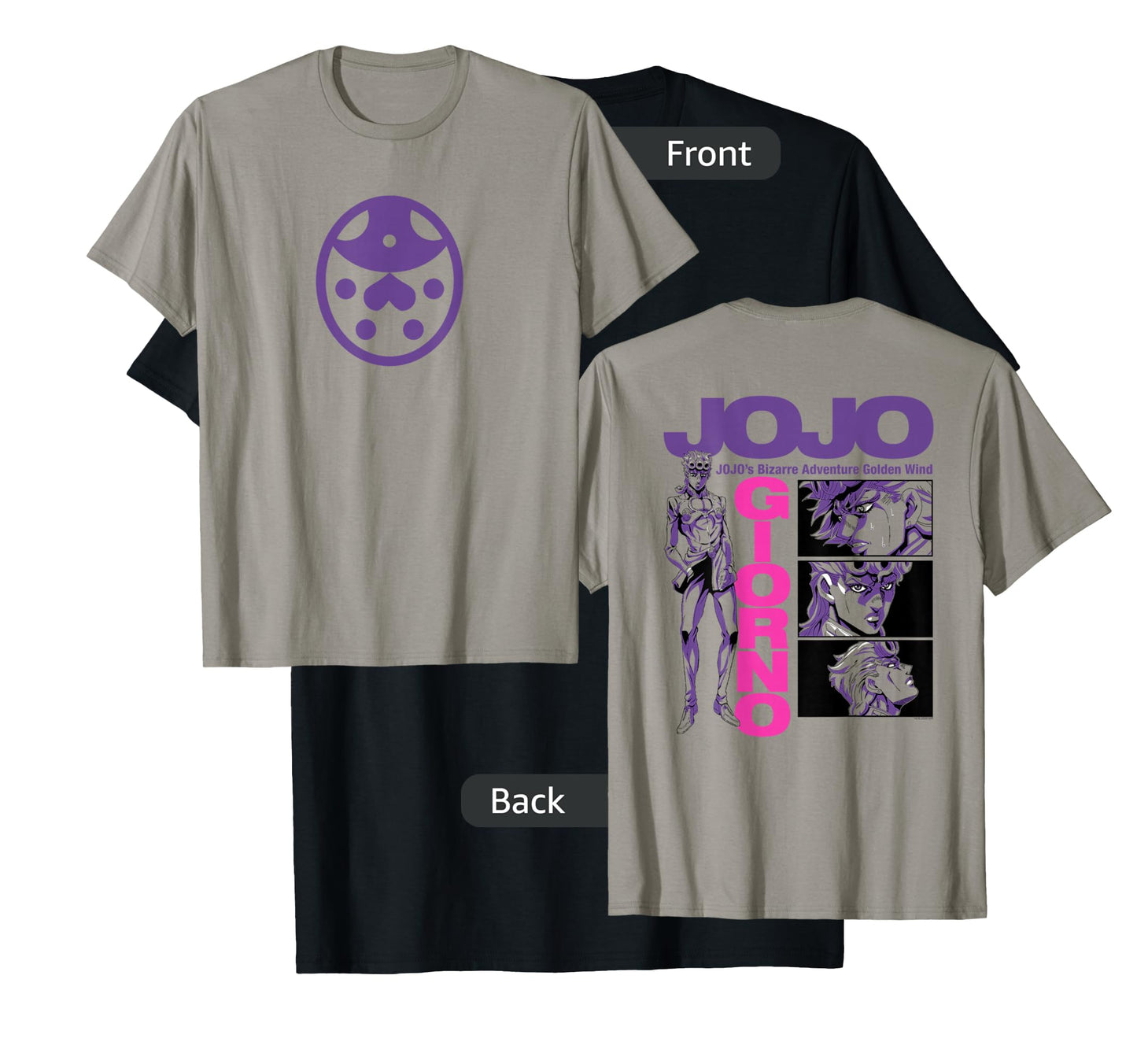 JoJo Golden Wind Giorno's Ladybug Brooch Front and Back T-Shirt