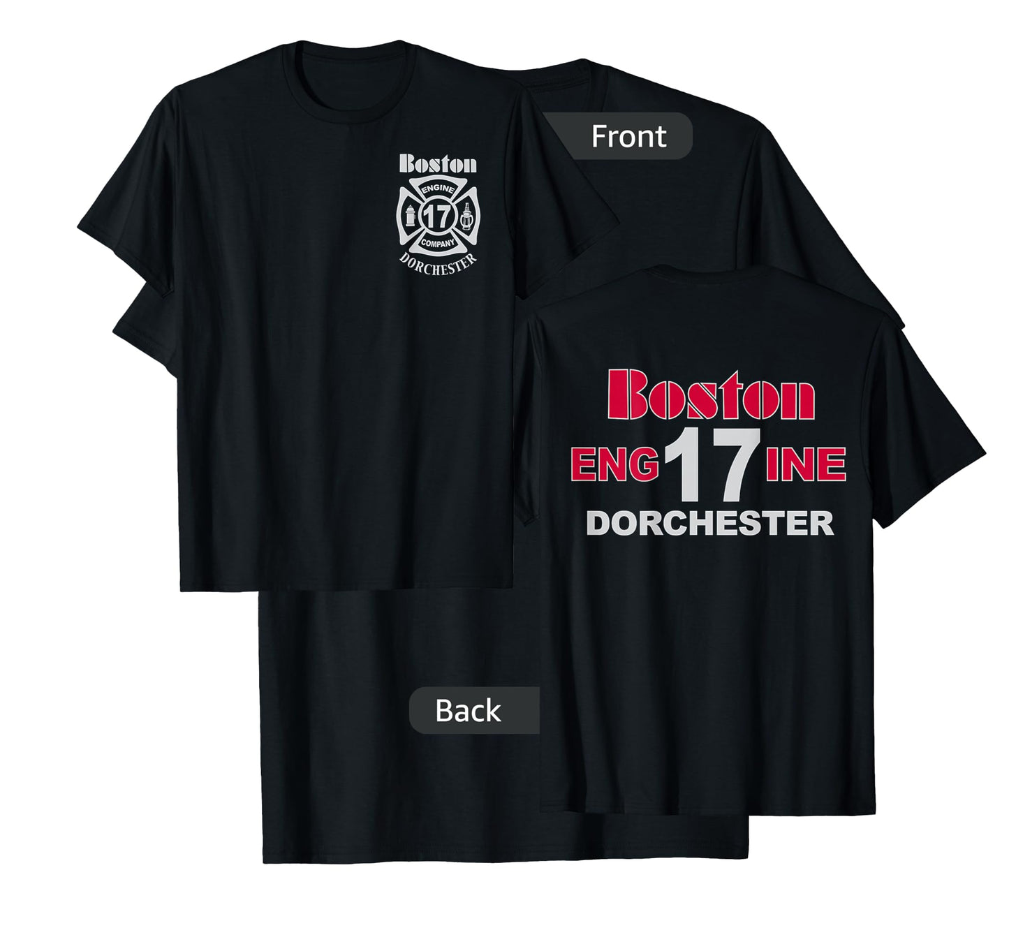 Boston Fire Department Engine 17 Dorchester - Light Graphics T-Shirt