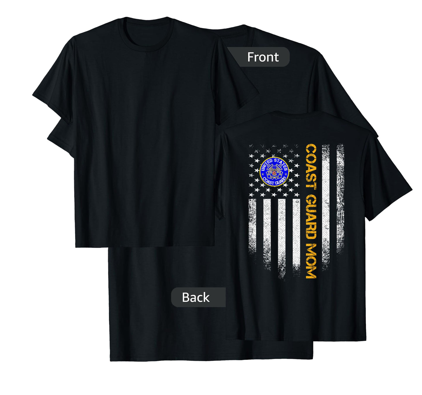 Vintage USA American Flag Proud US Coast Guard Veteran Mom T-Shirt