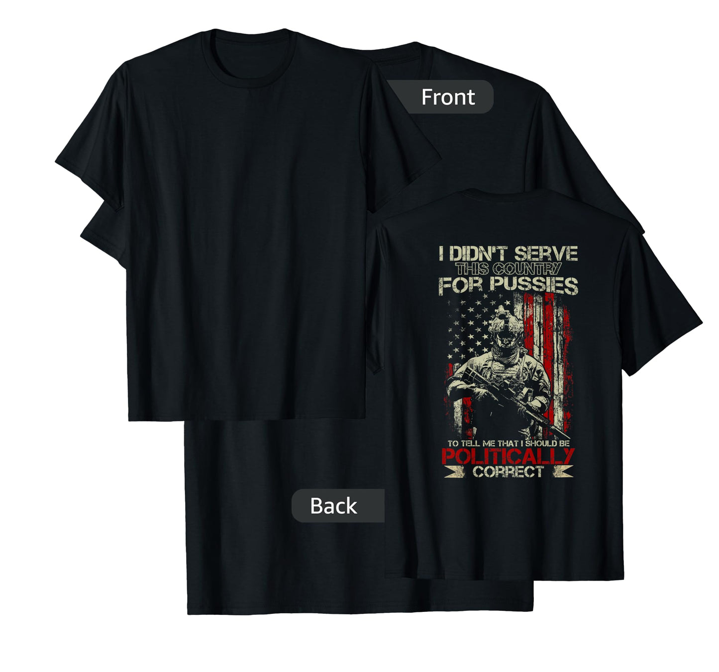 I Didn't Serve This Country For Pussies USA Flag on back T-Shirt for Women Men