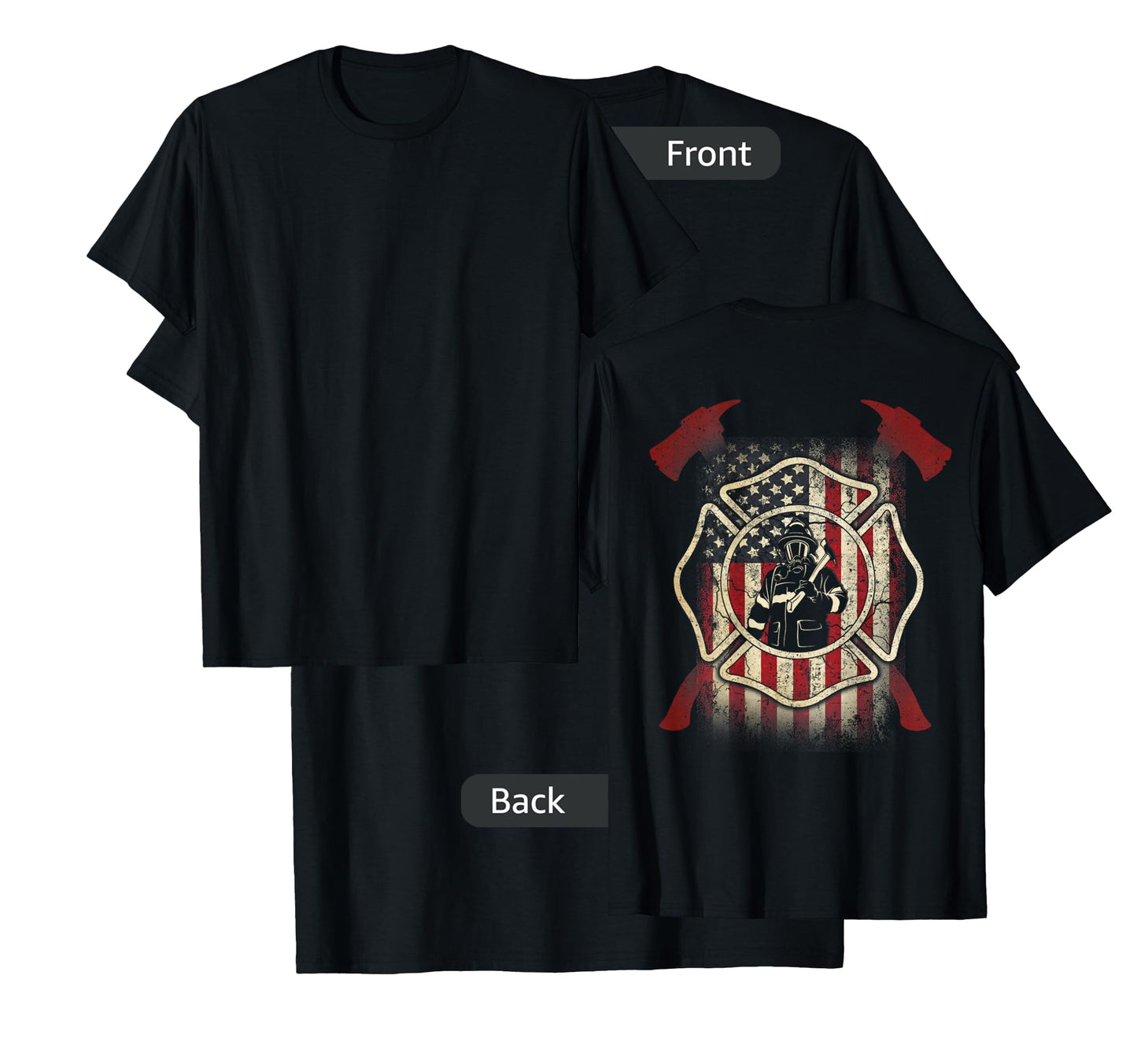 Patriotic Firefighter USA Flag Axe American Flag Fireman T-Shirt