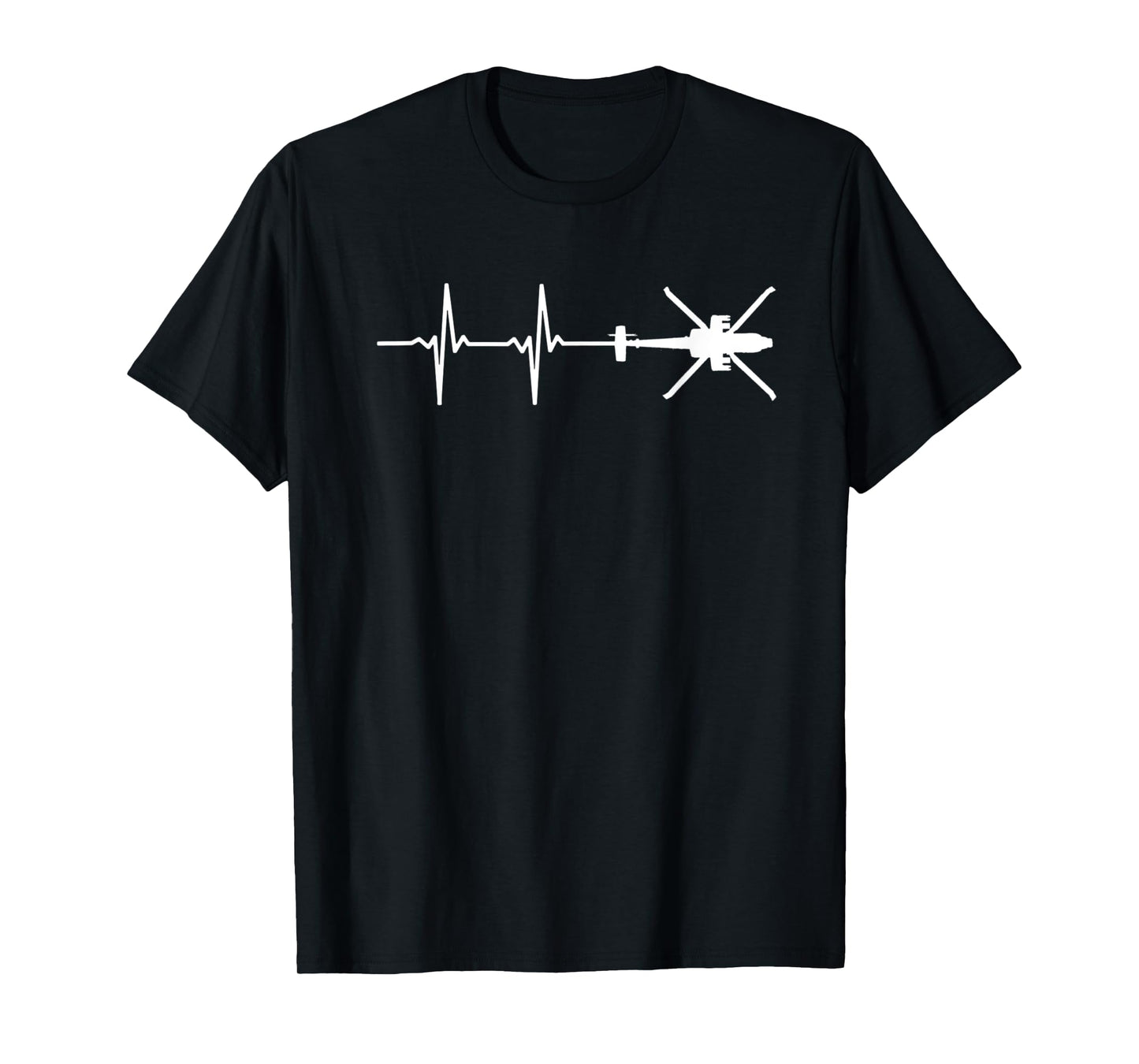 EKG Heartbeat AH-64 Apache Military Gunship Shirt T-Shirt