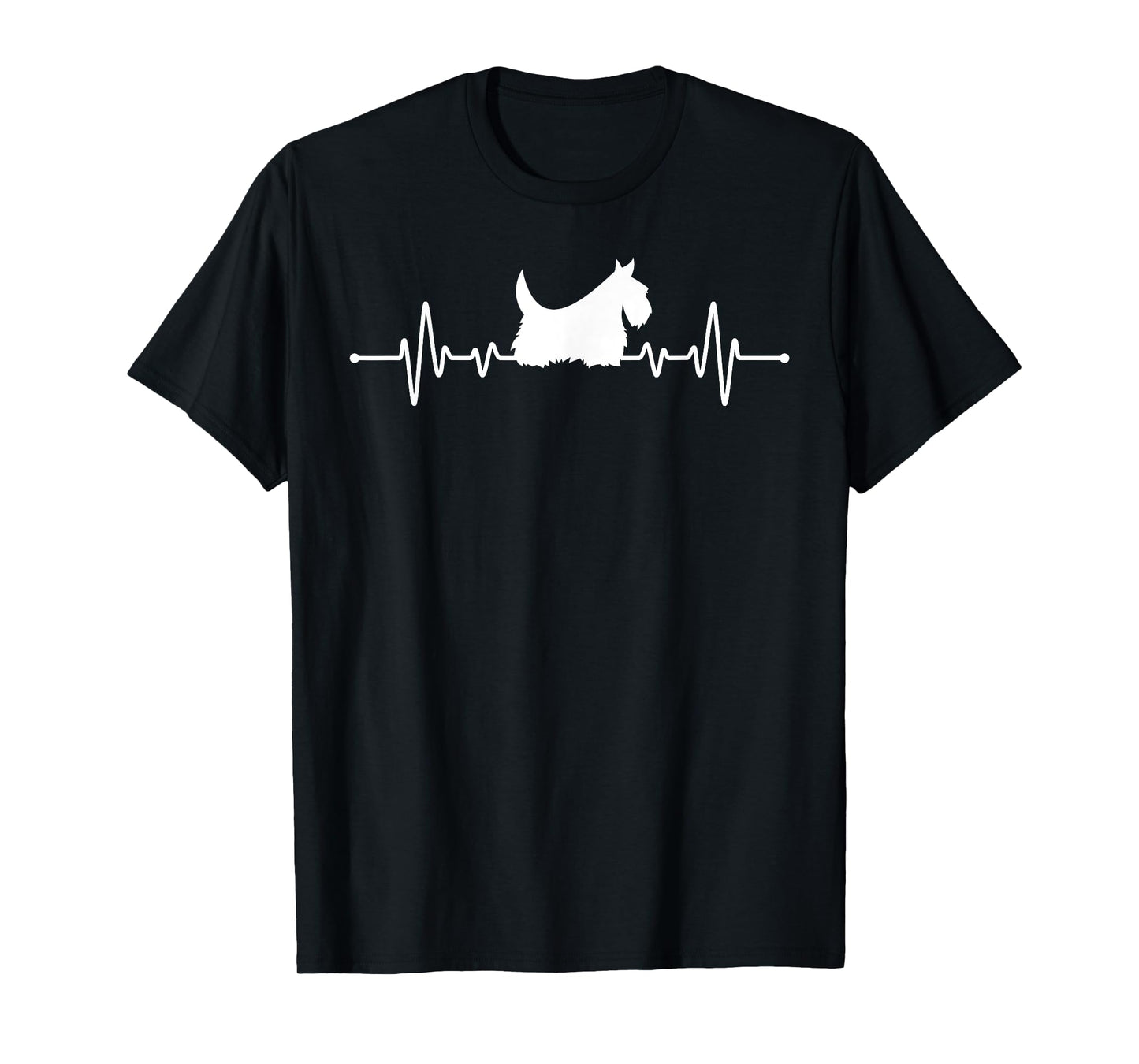 Cool Scottish Terrier Art For Men Women Dog Lovers Heartbeat T-Shirt