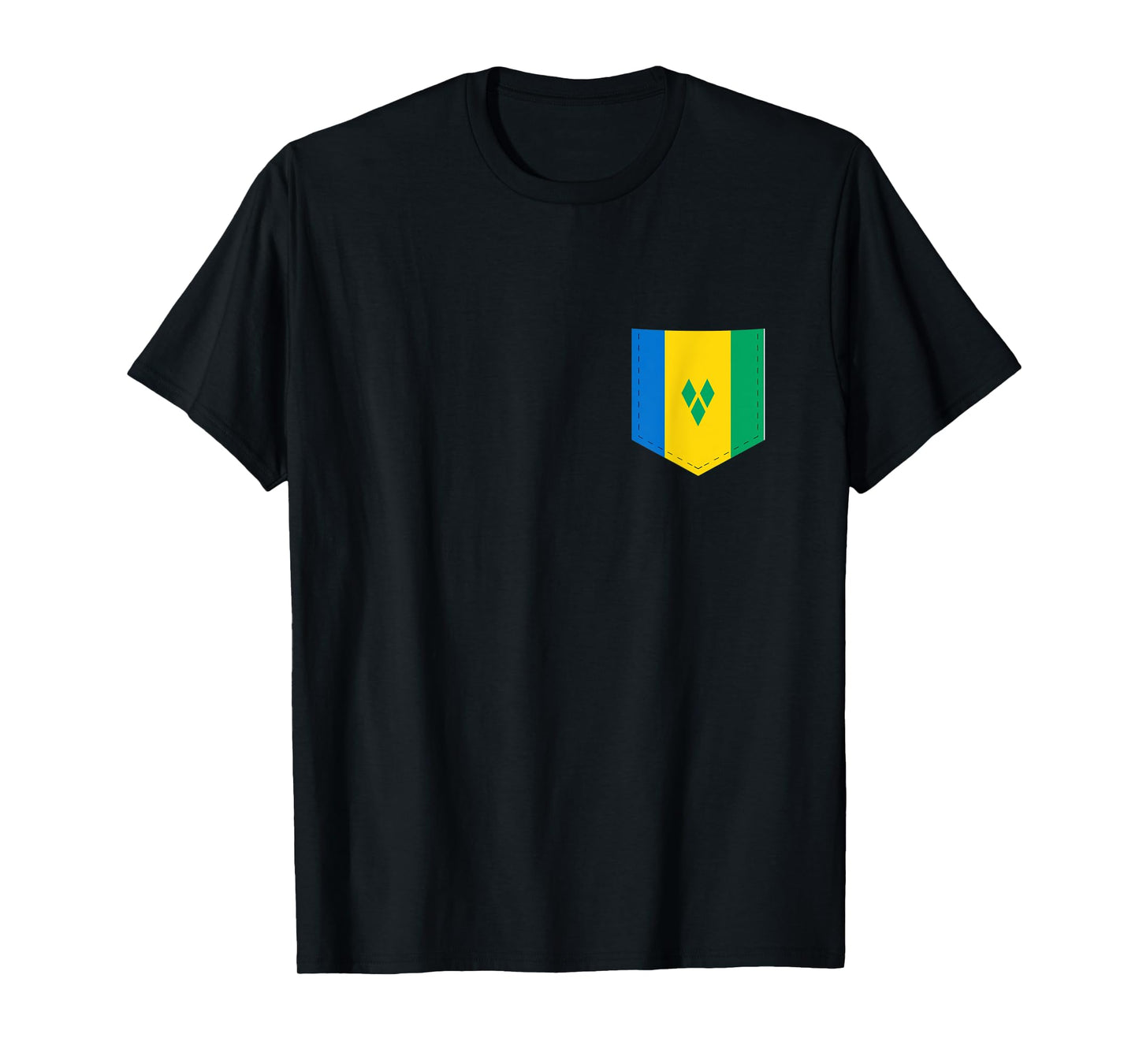 Saint Vincent Flag Tee with Printed Vincentians Flag Pocket