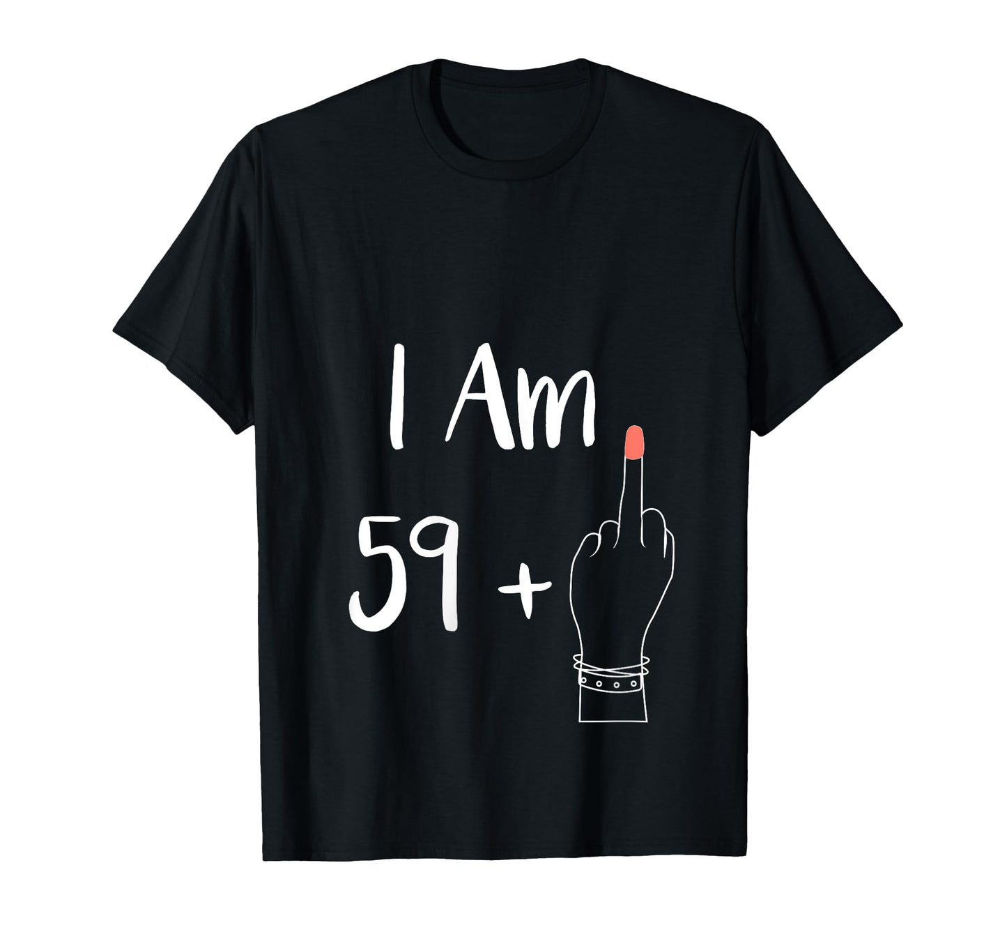 Womens I Am 59 Plus 1 Middle Finger for A 60th Women 60 Years Old V-Neck T-Shirt