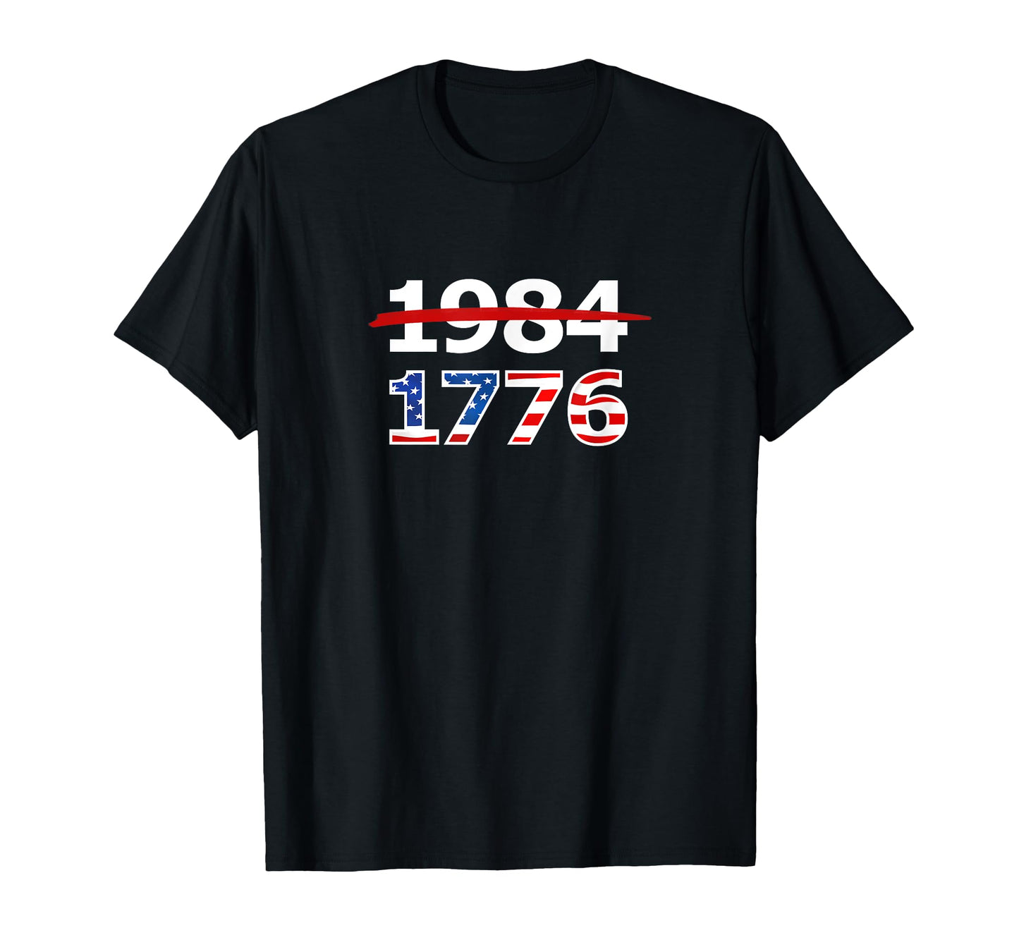 1776 American Patriot Design Company Resist 1984 Return to 1776 Patriotic American T-Shirt Black Unisex Adults Small Classic Fit Short Sleeve Cotton Polyester T-Shirt