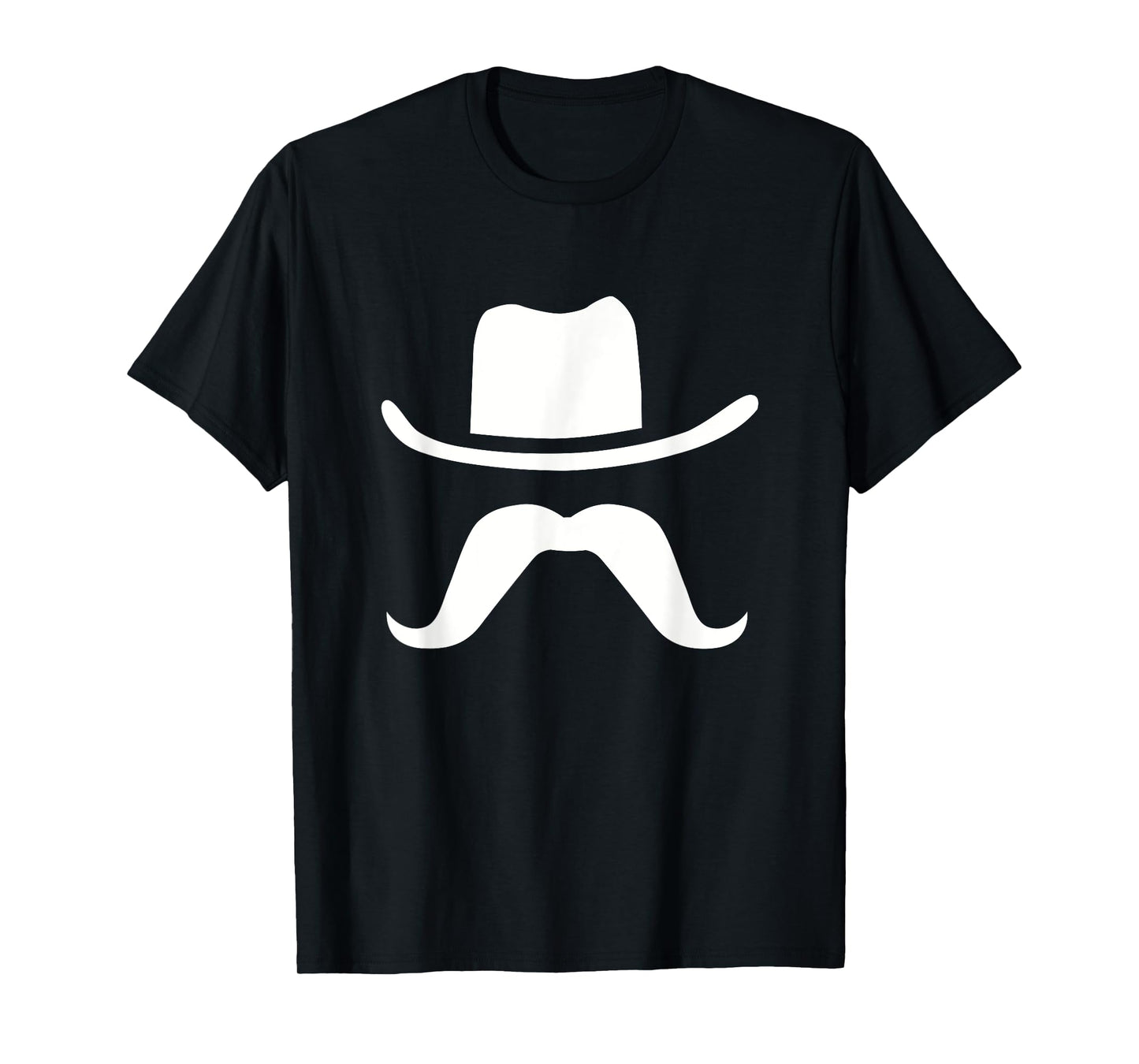 Cowboy Hat & Mustache Funny Silhouette Dark T-Shirt