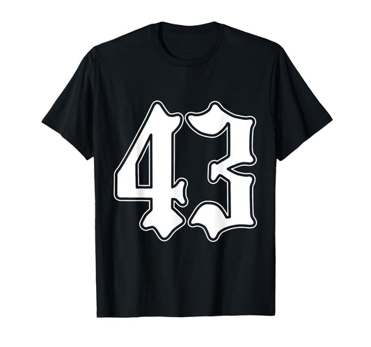 #43 White Number 43 Latino Sports Fan Team Cholo Easy T-Shirt