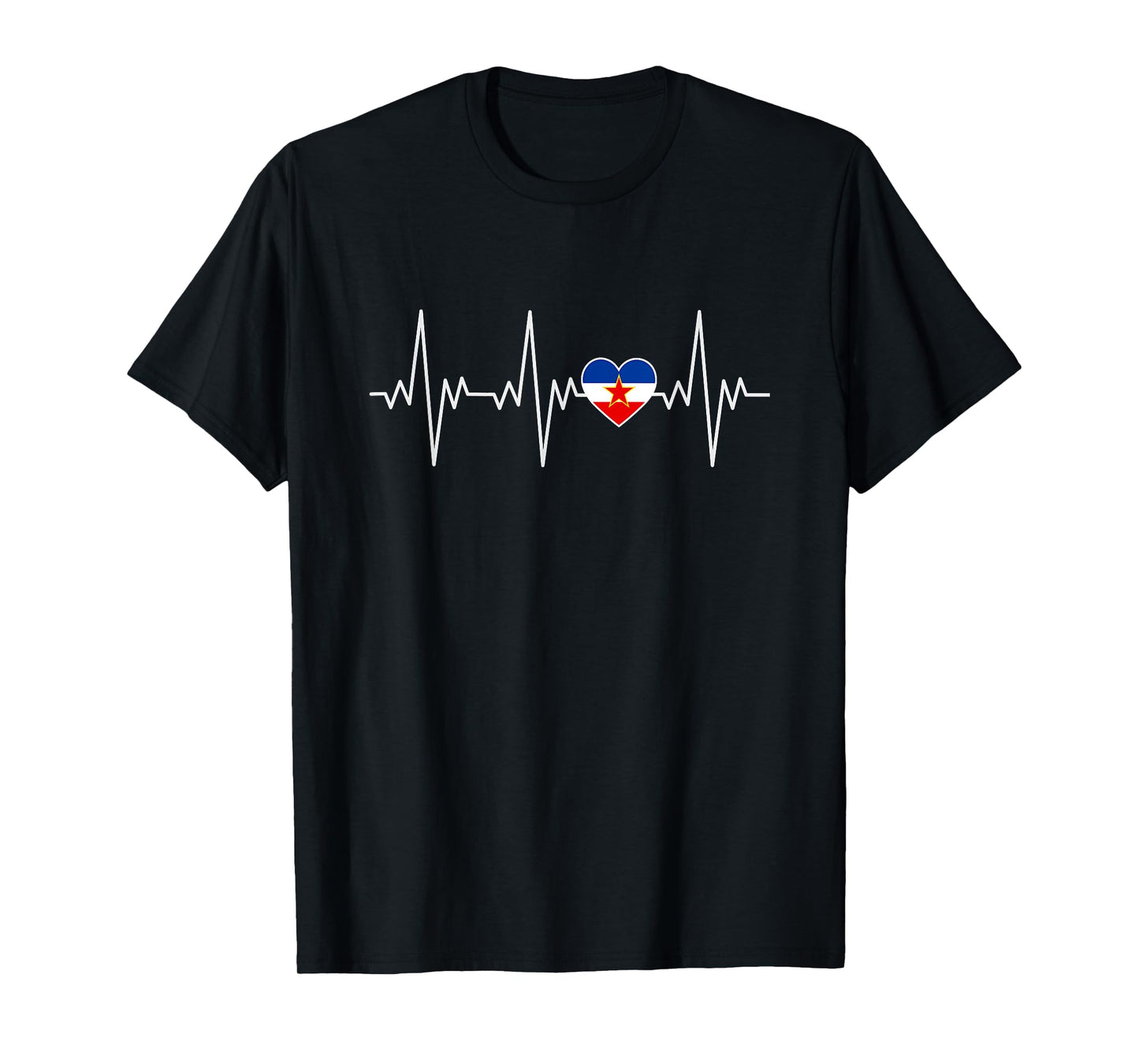 Balkan Design Jugoslavija Balkanovic gift Yugoslavia Flag Yugoslavian Frequency Pulse or Heartbeat T-Shirt