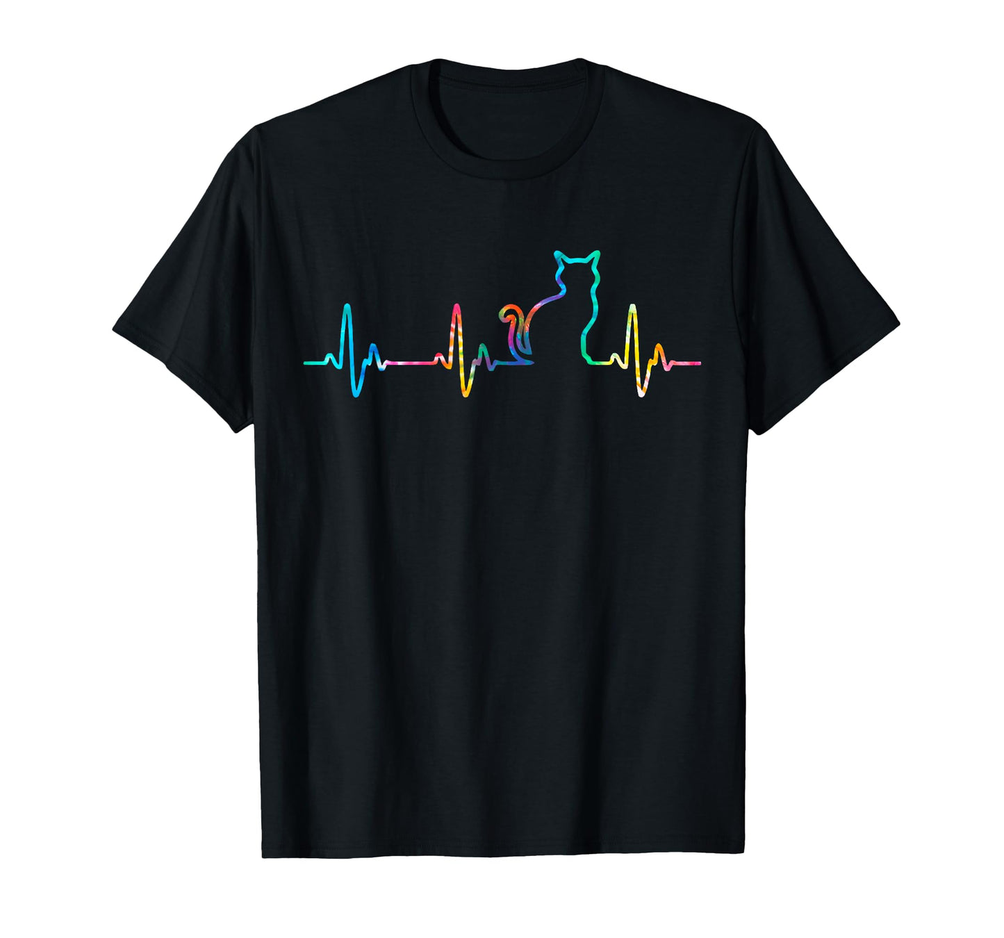 Cat Heartbeat Cat Lover Animal Lovers Tie Dye Womens Mens T-Shirt
