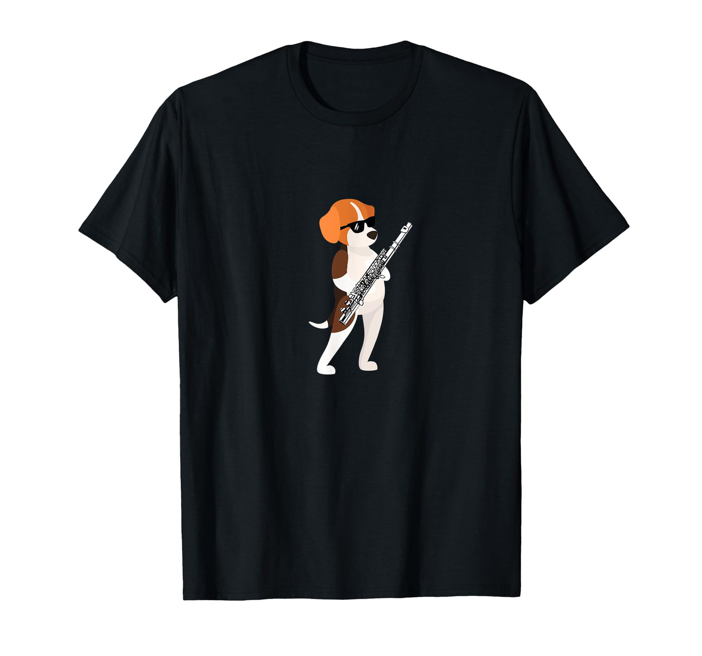 Funny Dog Wearing Sunglasses Playing Flute Beagle T-Shirt