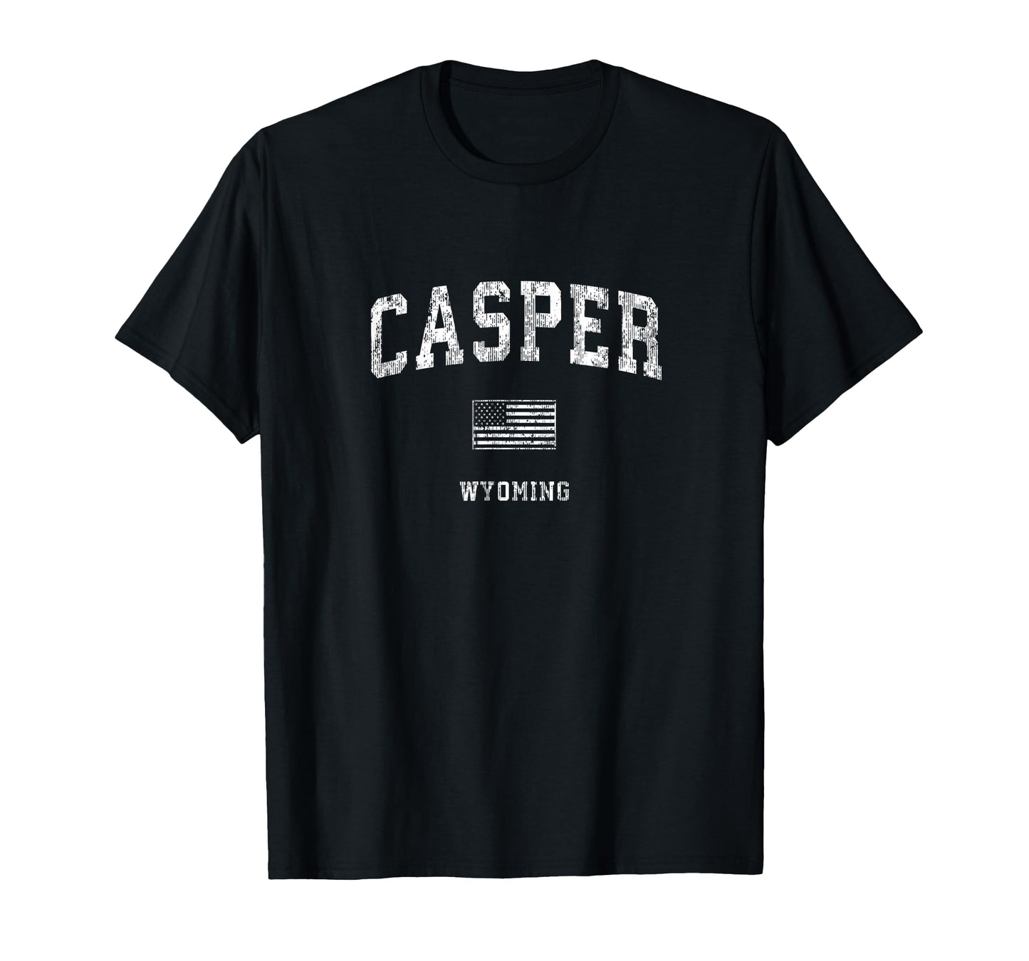 Casper Wyoming WY T-Shirt Vintage American Flag Tee T-Shirt for Women Kids Men