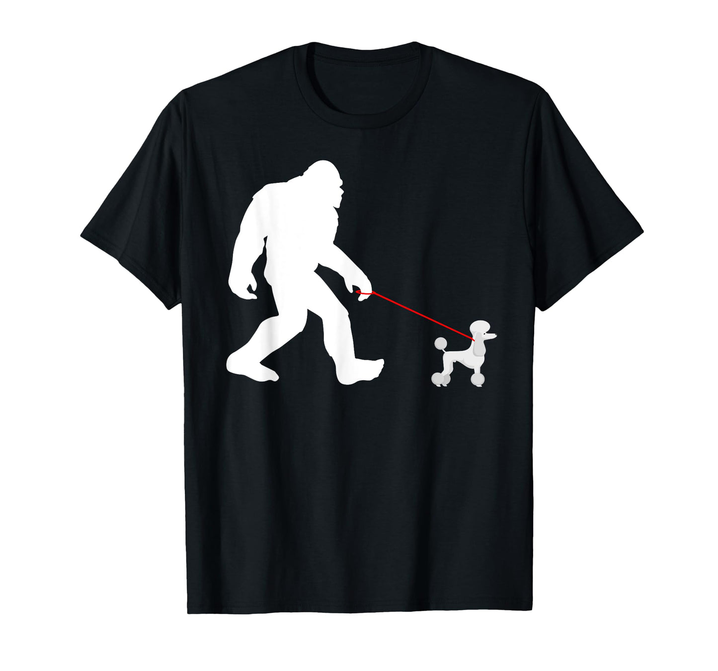 Bigfoot Walking Poodle Sasquatch with Poodle Dog T-Shirt for Men Women Girls Kids