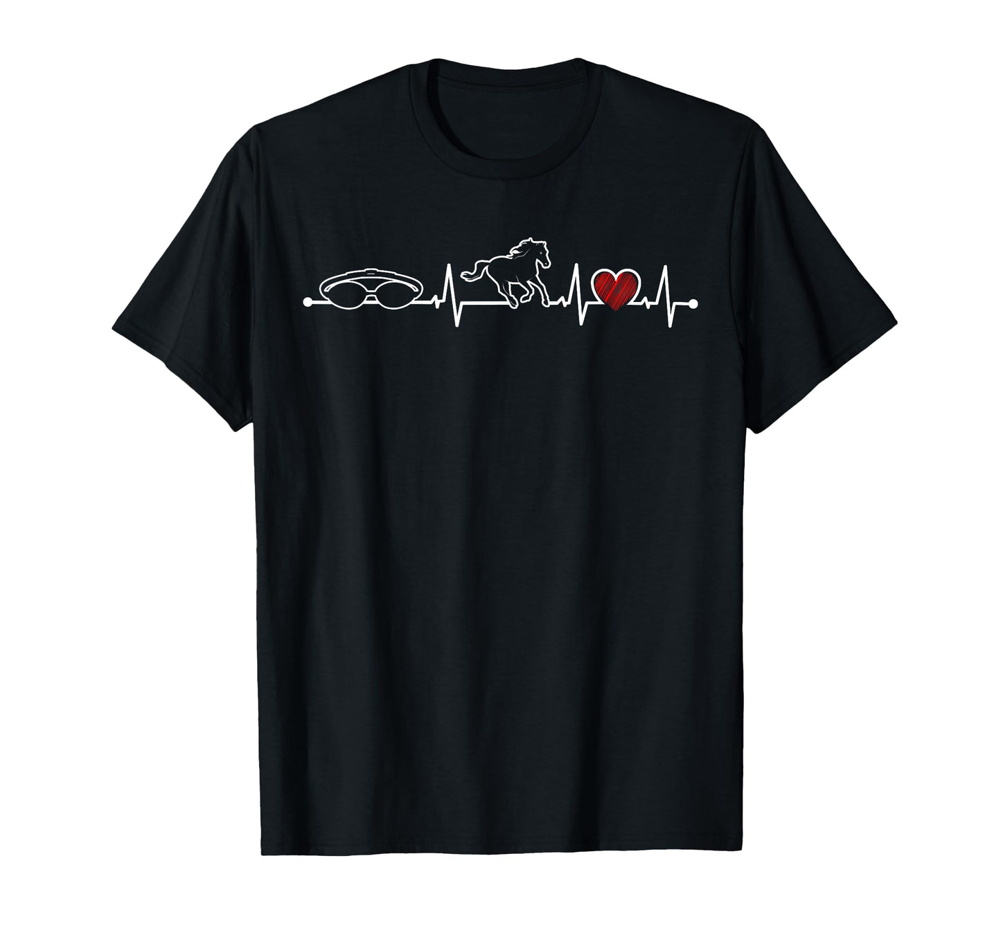 Horse And Swimming Heartbeat Heart Swim, Horseback Riding T-Shirt