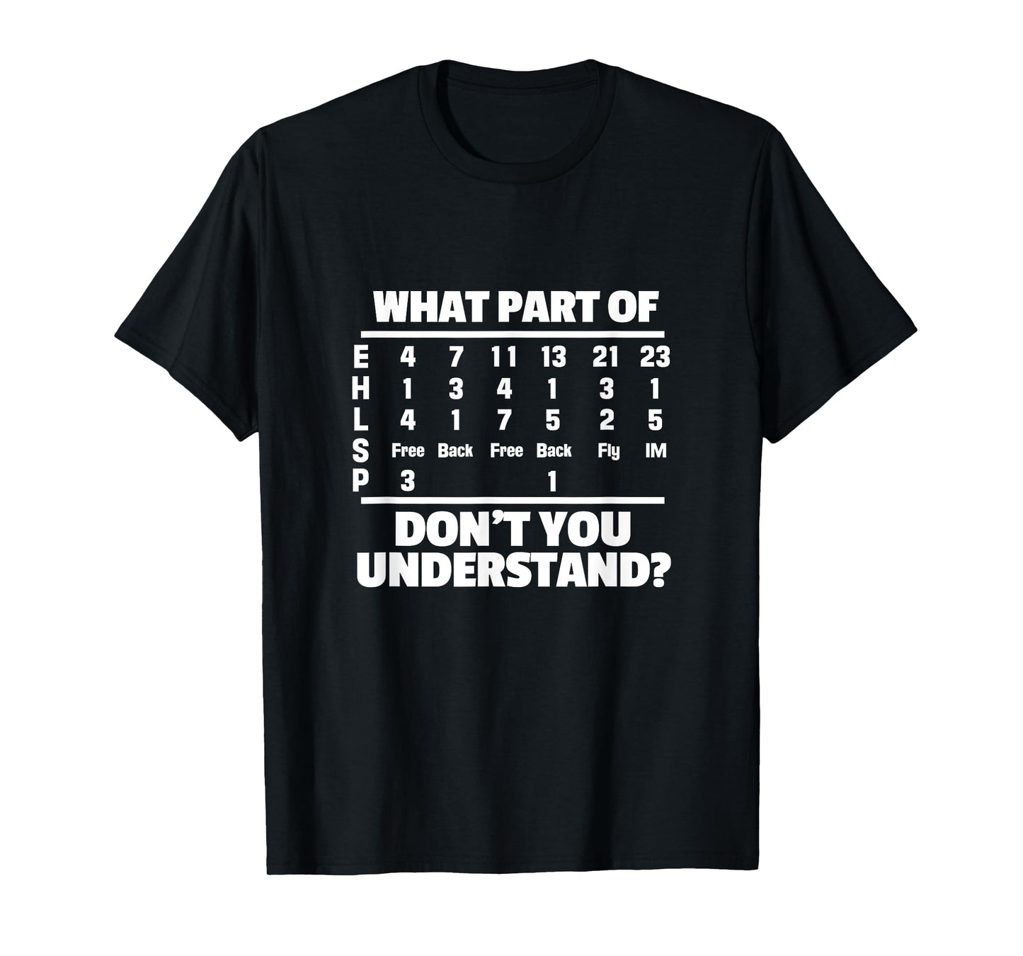 What is part of Don't You Understand? Swimming Swimmer Swimming T-Shirt